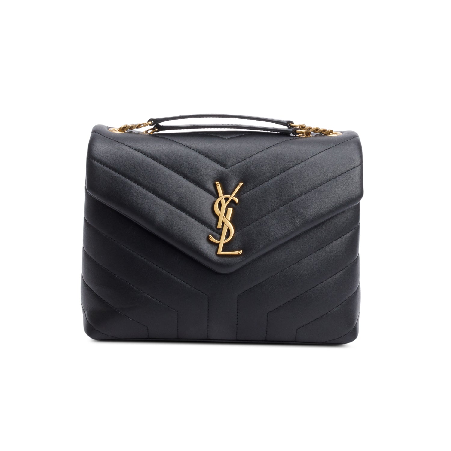 Saint Laurent 2024 Black Quilted Calfskin Leather Small Loulou Monogram Shoulder Bag