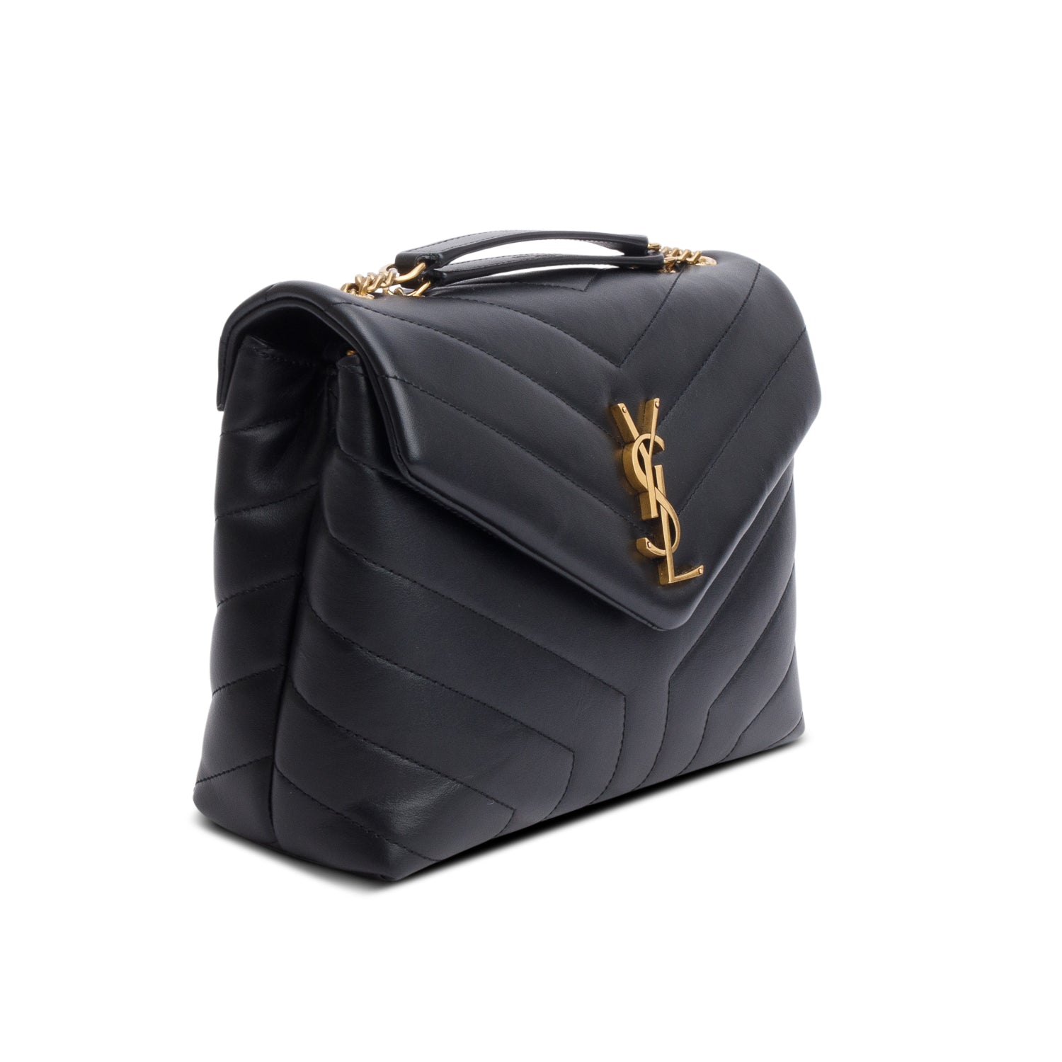 Saint Laurent 2024 Black Quilted Calfskin Leather Small Loulou Monogram Shoulder Bag