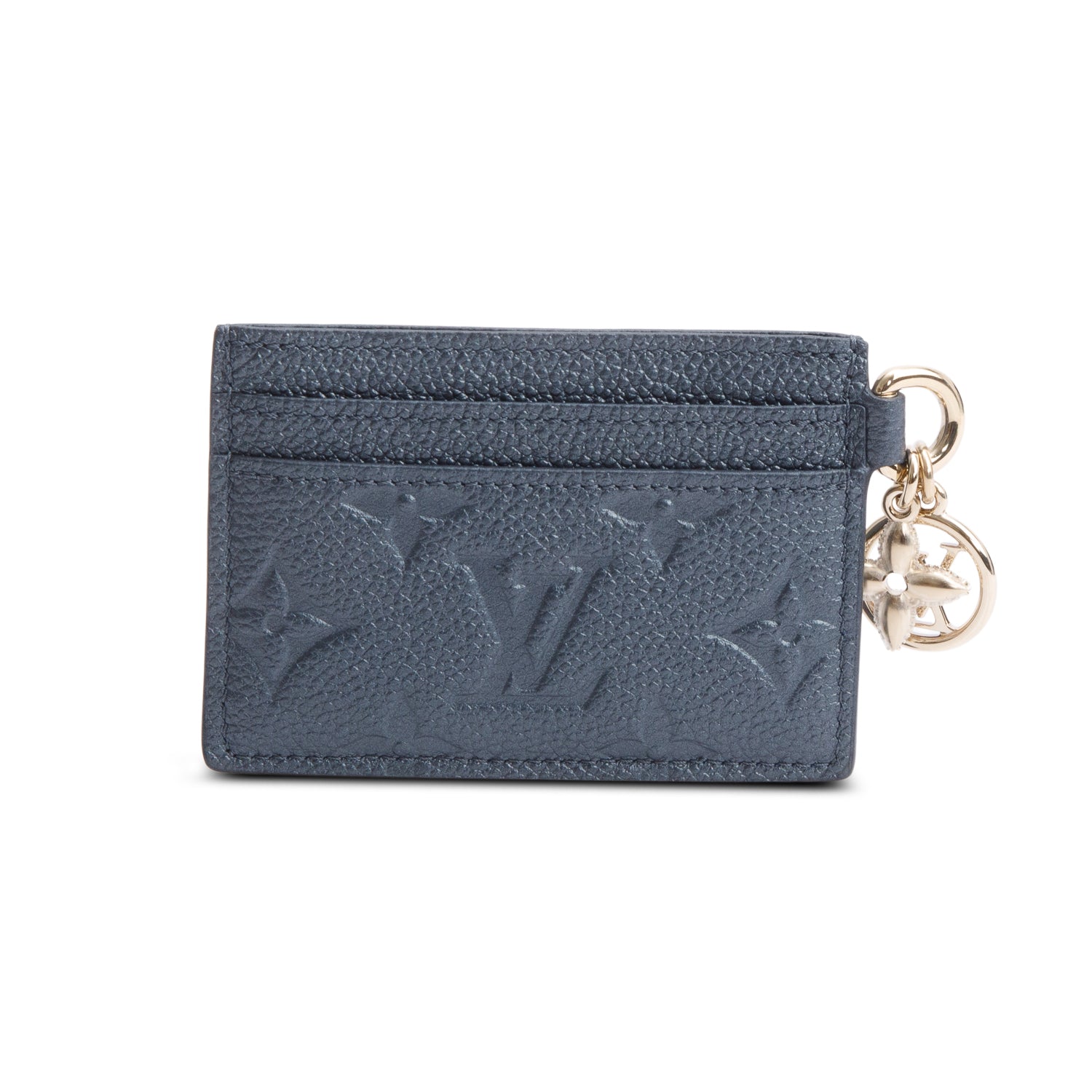 Louis Vuitton Metallic Grey Monogram Empreinte Leather LV Charms Card Holder w/ Box