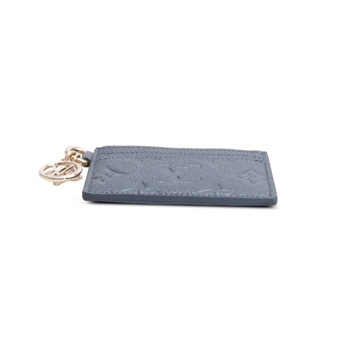 Louis Vuitton Metallic Grey Monogram Empreinte Leather LV Charms Card Holder w/ Box