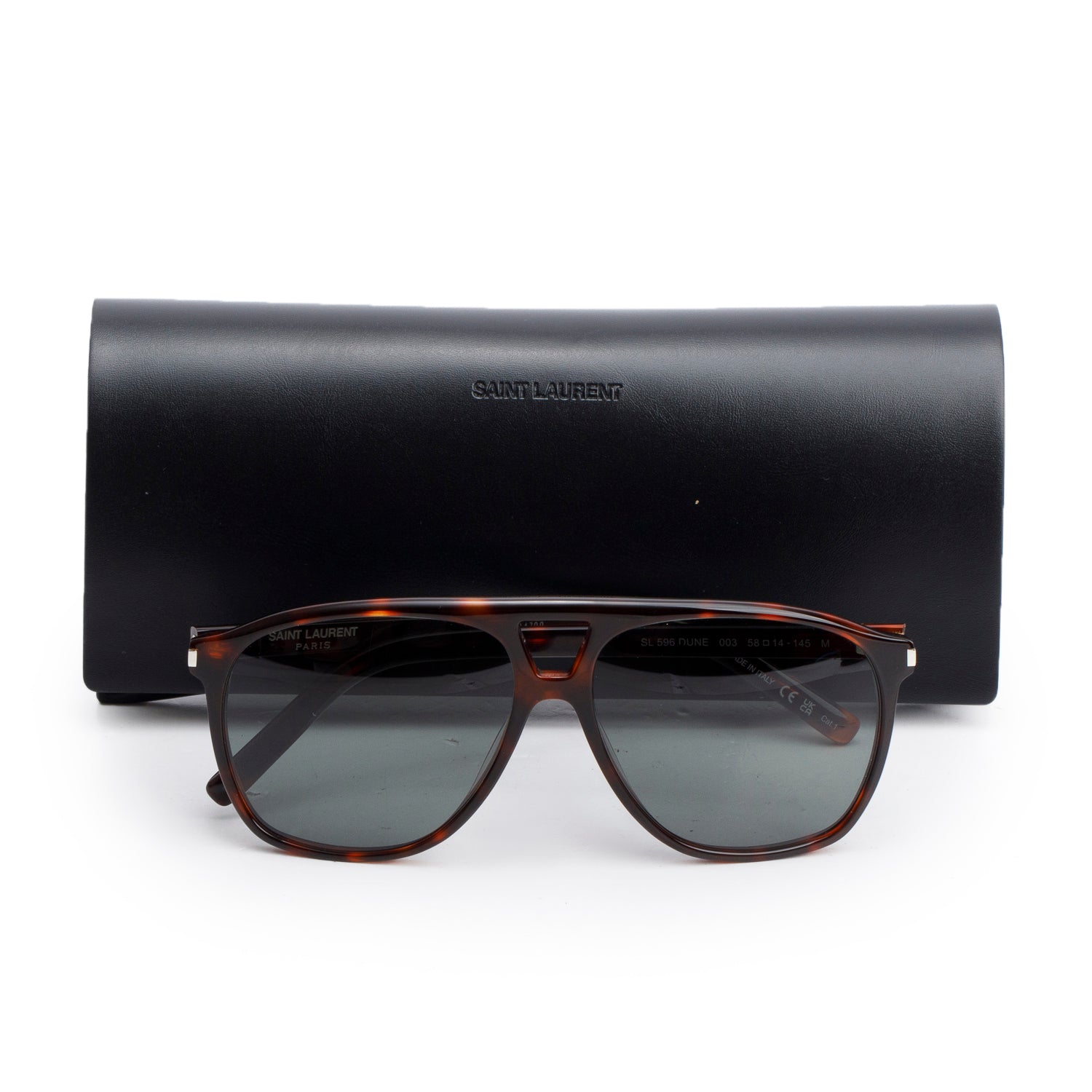 Saint Laurent SL596 Dune Tortoiseshell Acetate Sunglasses w/ Case