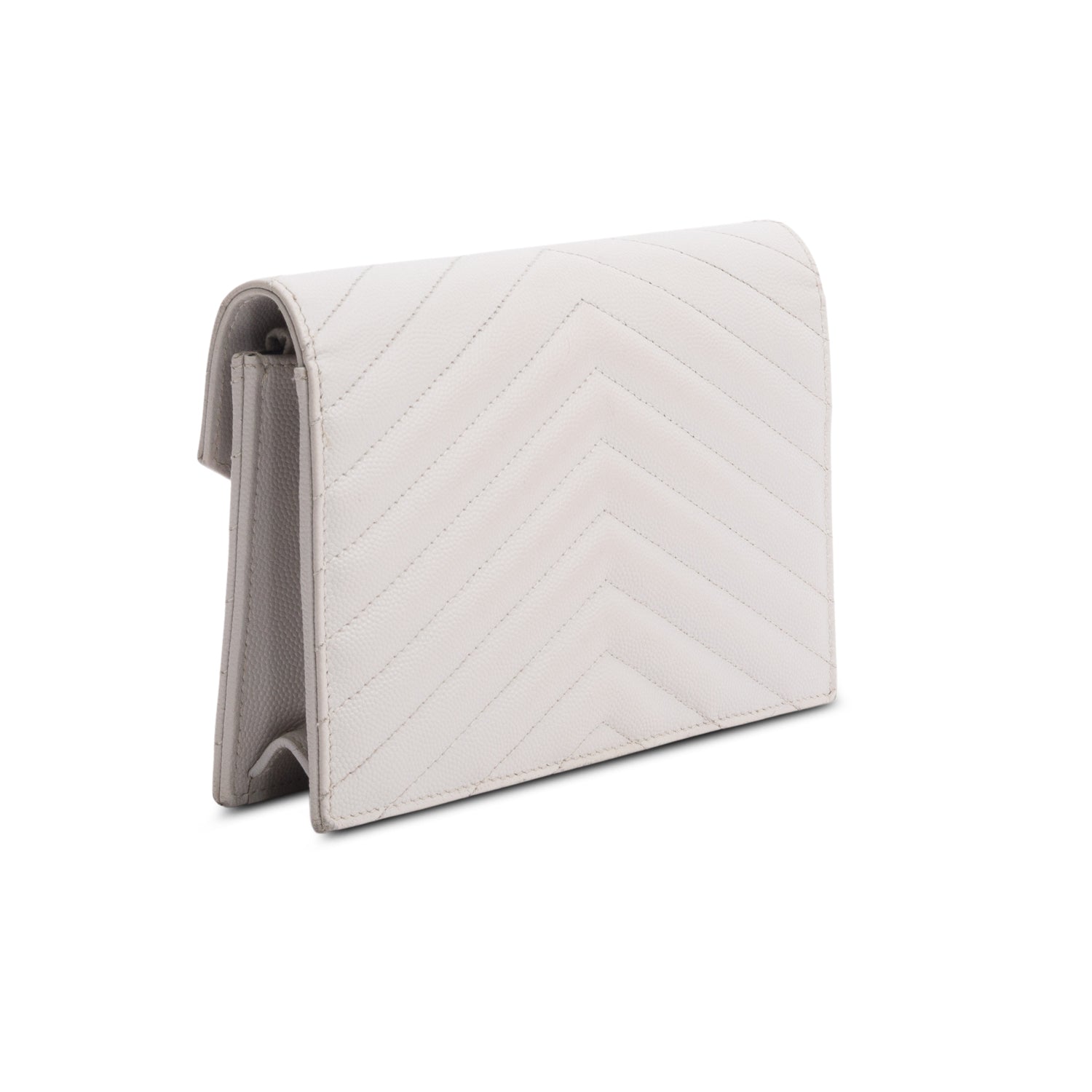 Saint Laurent Grey Cassandre Matelasse Envelope Chain Wallet