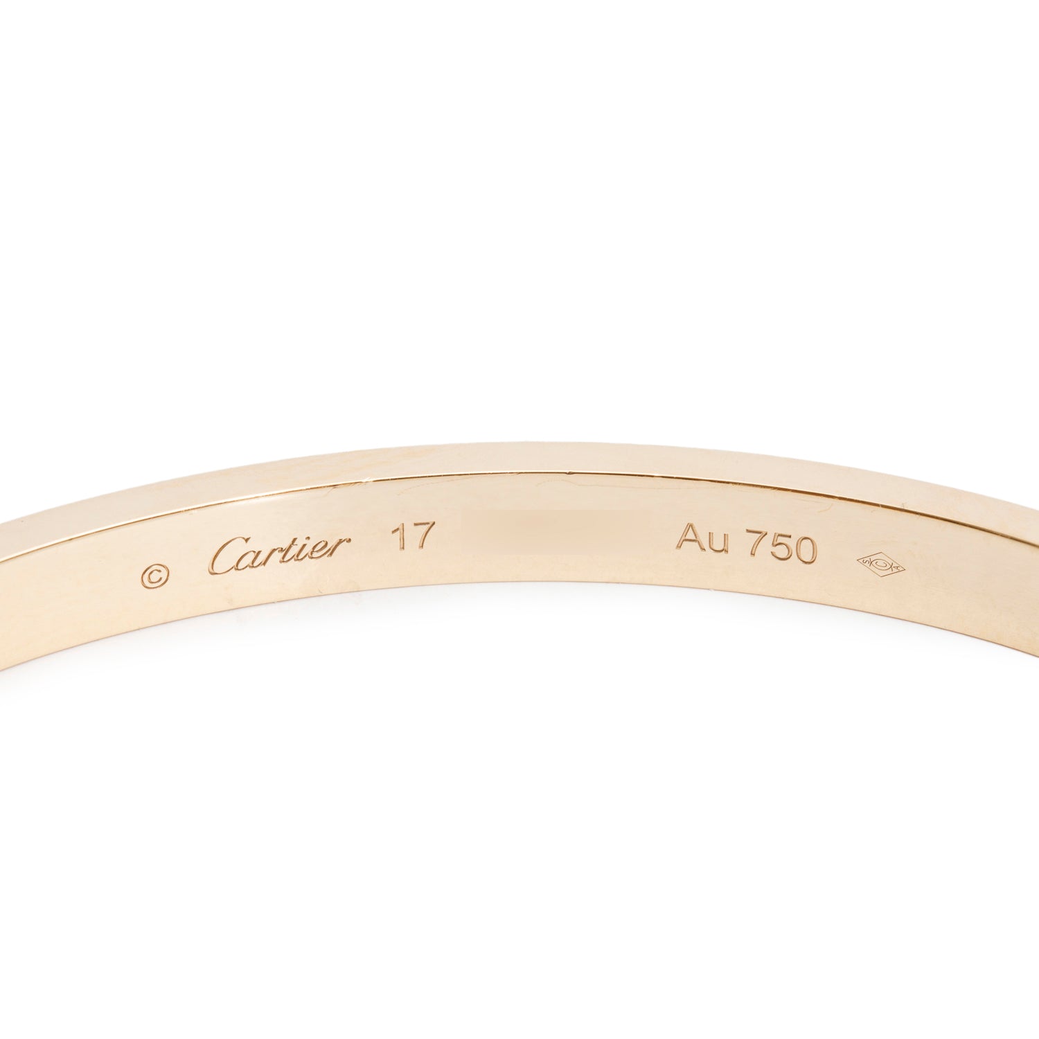 Cartier 2024 18k Yellow Gold 4.8 MM Love Bracelet, Medium Model, Size 17 w/ Box & Receipt