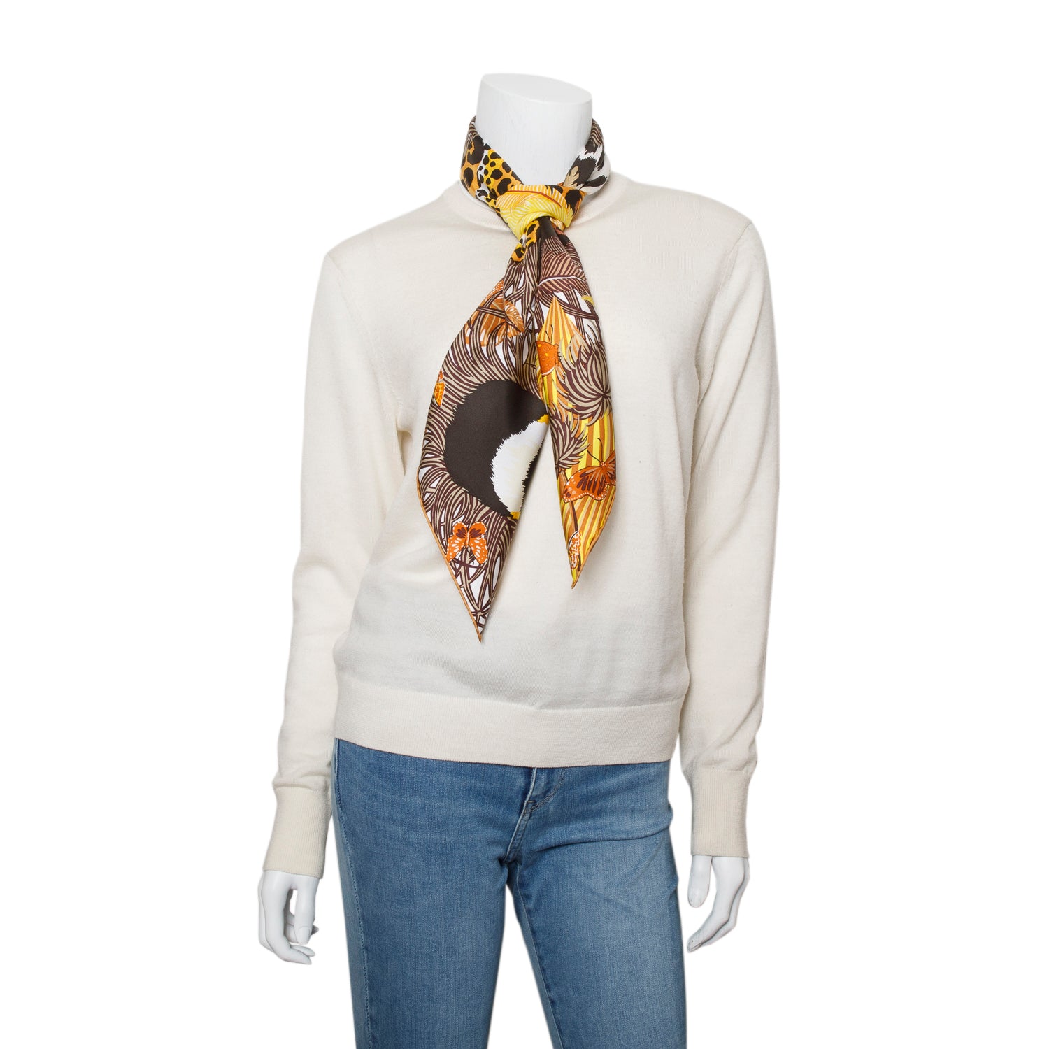 Hermes Brown/Multicolor 'Jaguar Quetzal' Silk Scarf 90 w/ Box