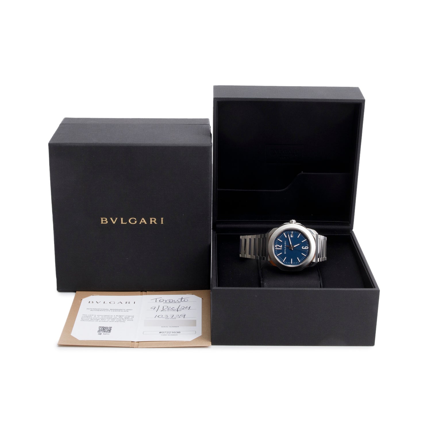 BVLGARI 2024 Stainless Steel Octo Roma 41 MM Automatic Watch Blue Dial w/ Box, Papers & Extra Strap