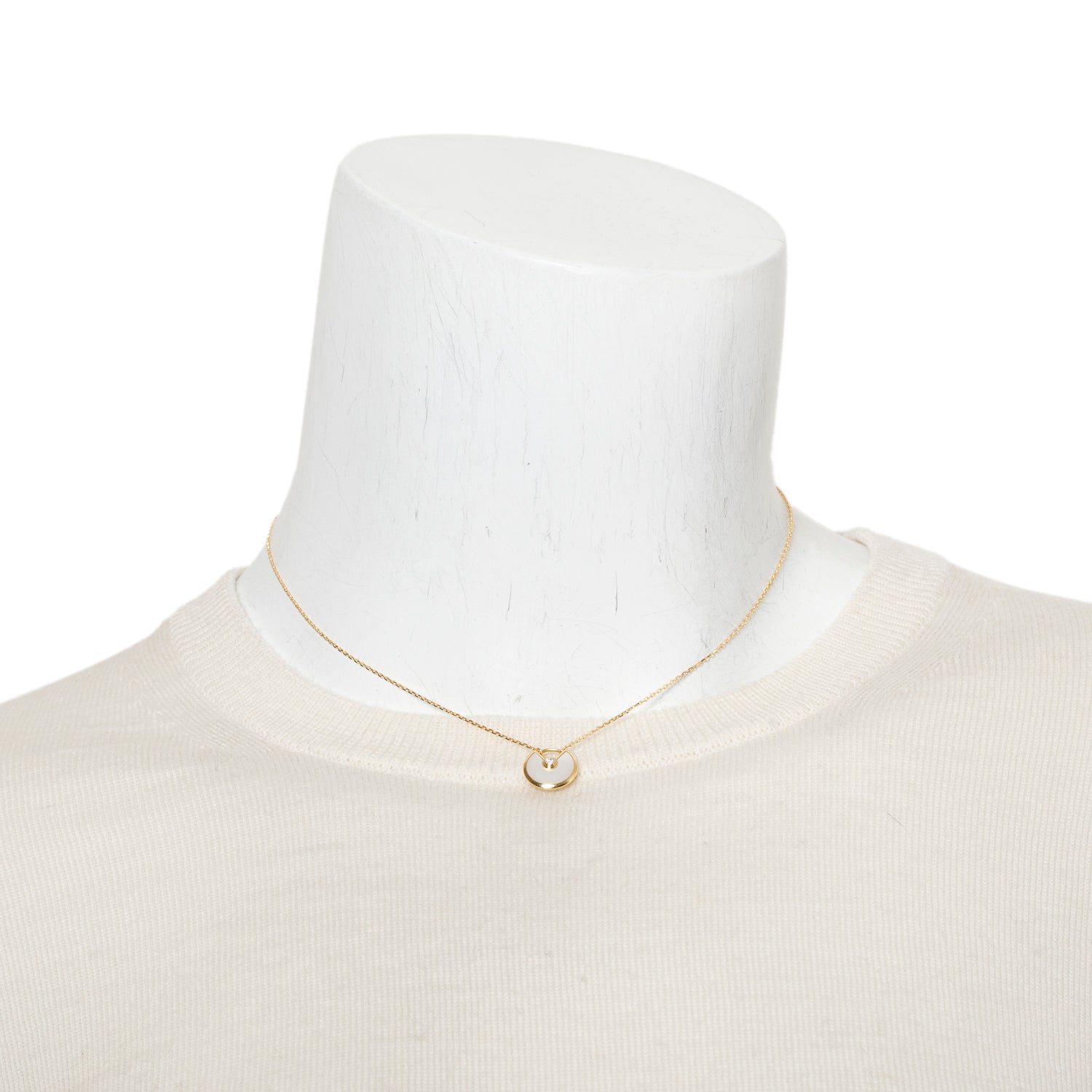 Cartier 18k Yellow Gold Mother of Pearl & Diamond Amulette de Cartier Pendant Necklace, XS Model w/ Box & Certificate