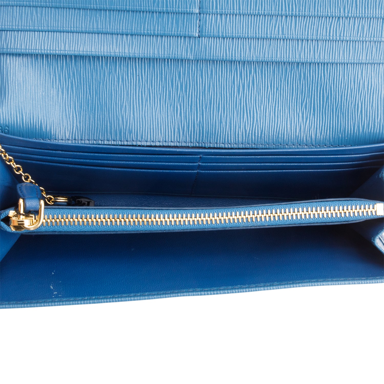 Prada Blue Vitello Move Leather Continental Wallet w/ Box & Authenticity Card