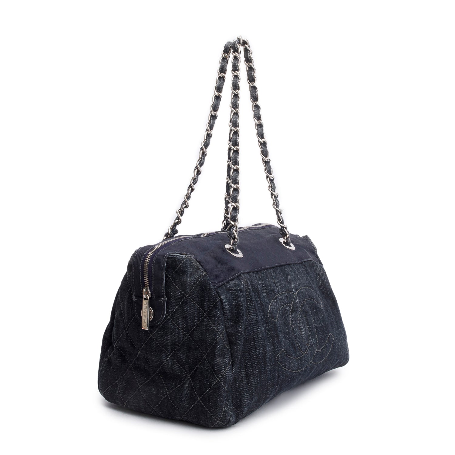 Chanel Blue Denim Grosgrain CC Tote Bag