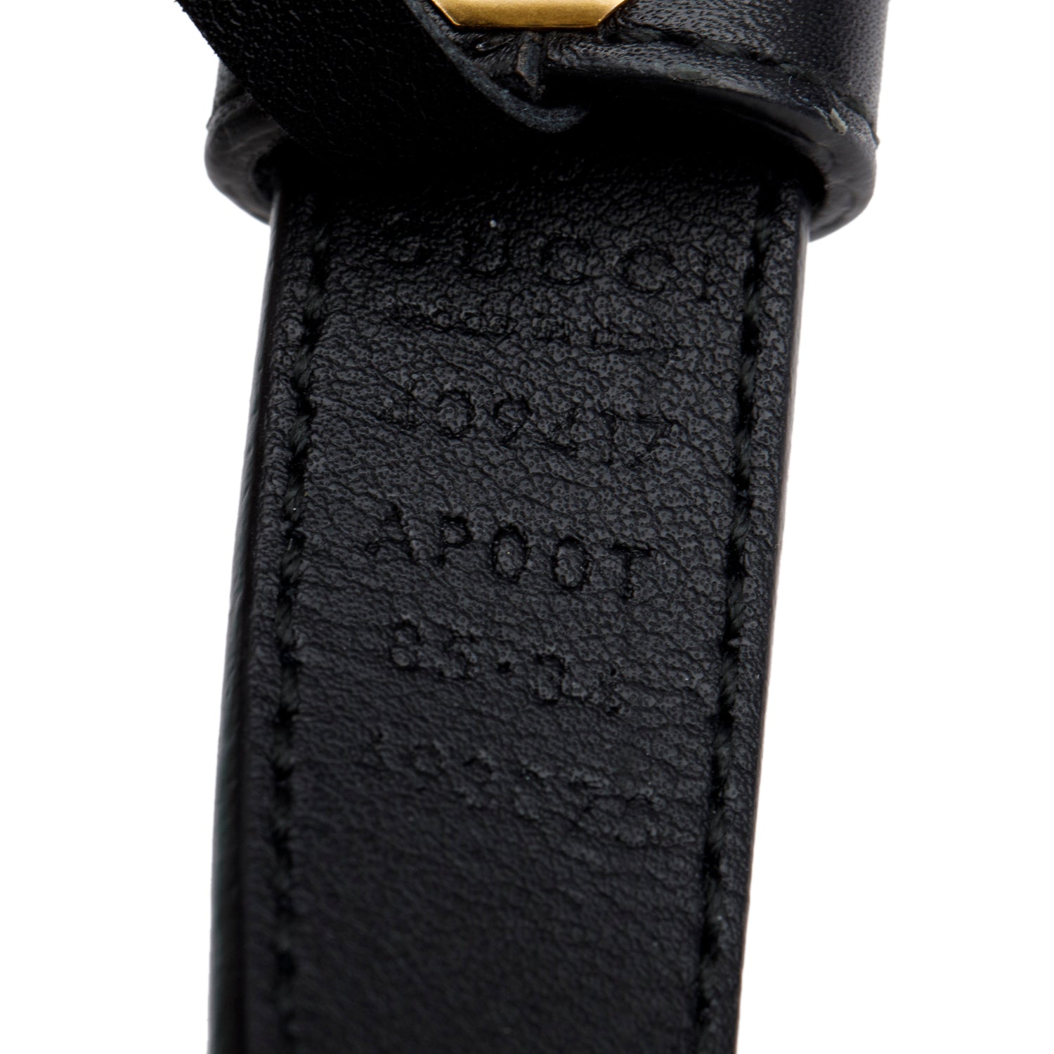 Gucci Black Leather GG Marmont Skinny Belt, 85 34
