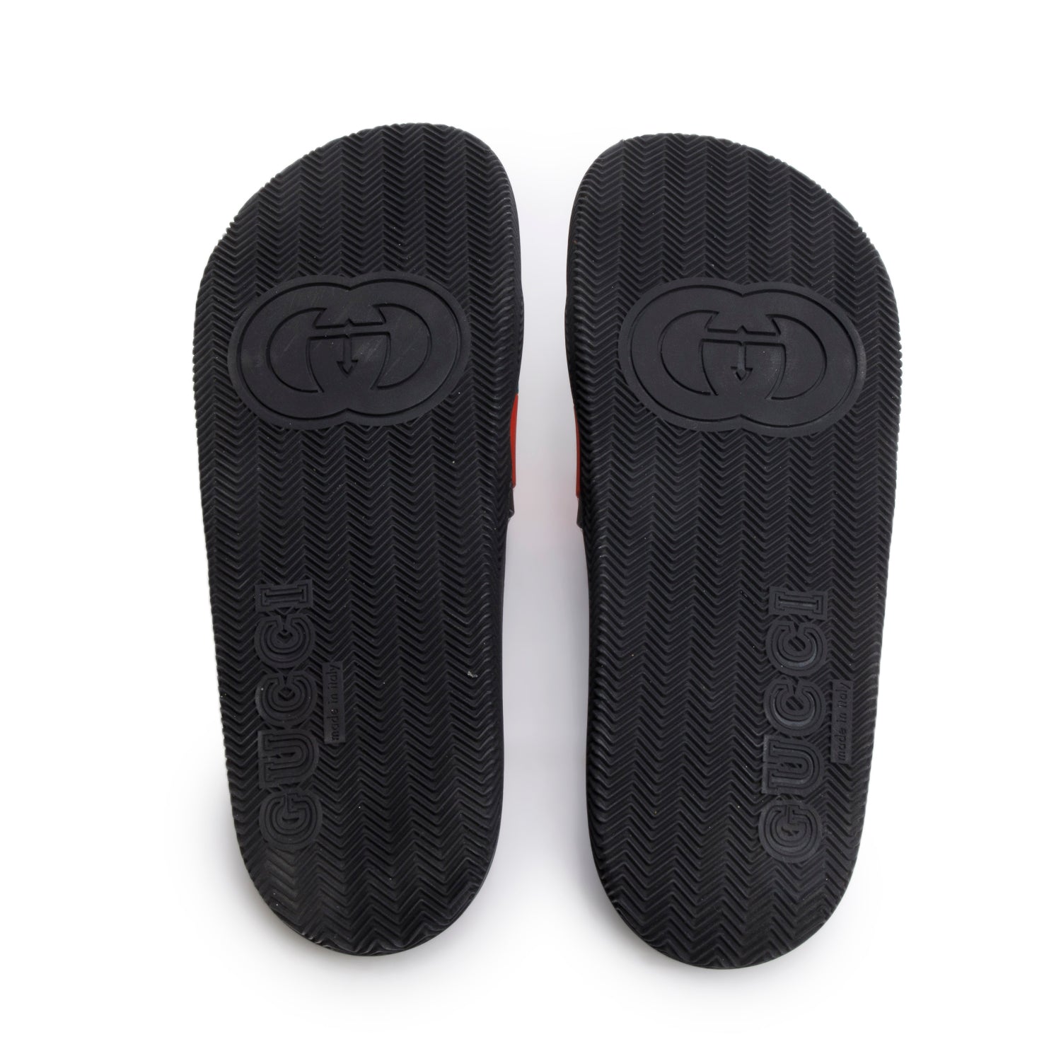Gucci Black Green & Red Web Rubber Interlocking G Logo Slides, Men's Size 11 w/ Box