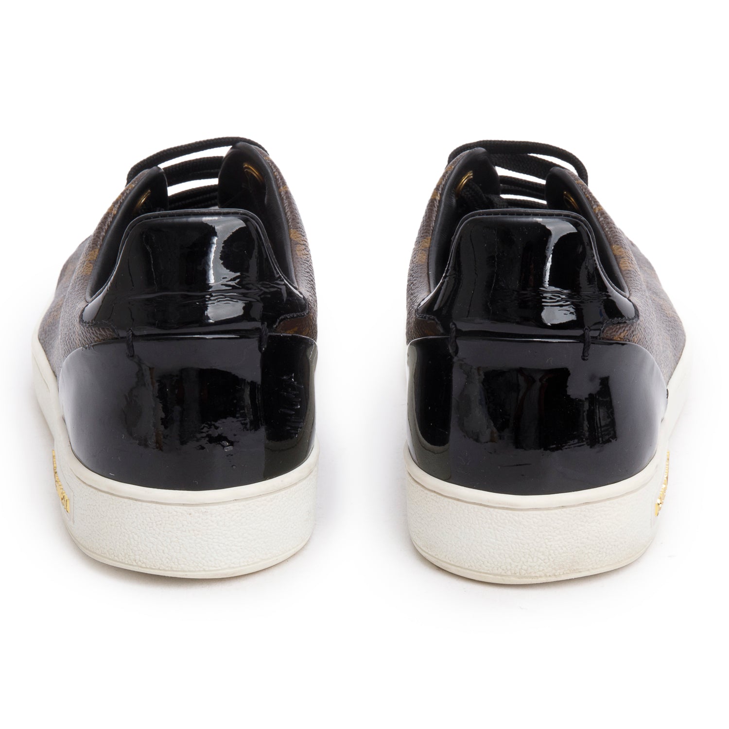 Louis Vuitton 2021 Monogram Canvas Black Patent Leather Frontrow Sneakers, Men's Size 41