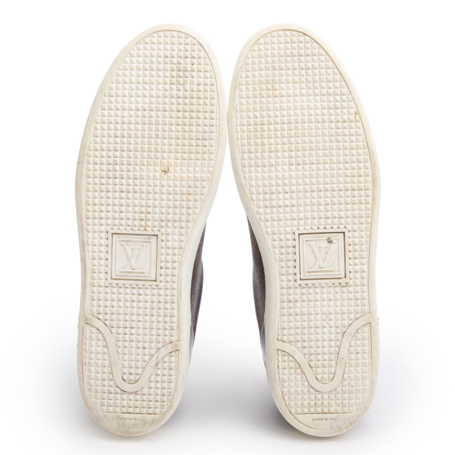 Louis Vuitton 2021 Monogram Canvas Black Patent Leather Frontrow Sneakers, Men's Size 41