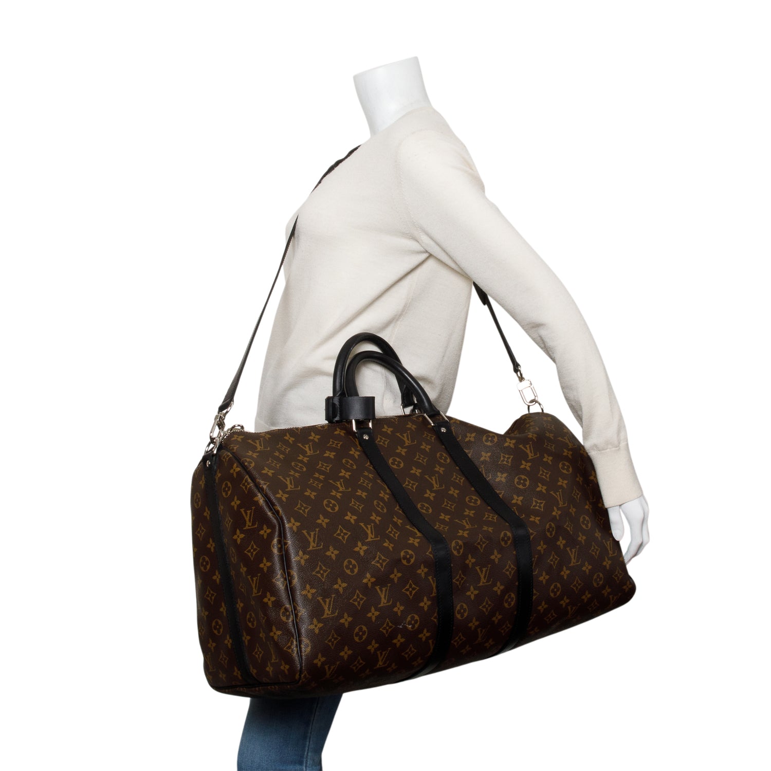 Louis Vuitton Monogram Macassar Keepall Bandouliere 55 w/ Strap
