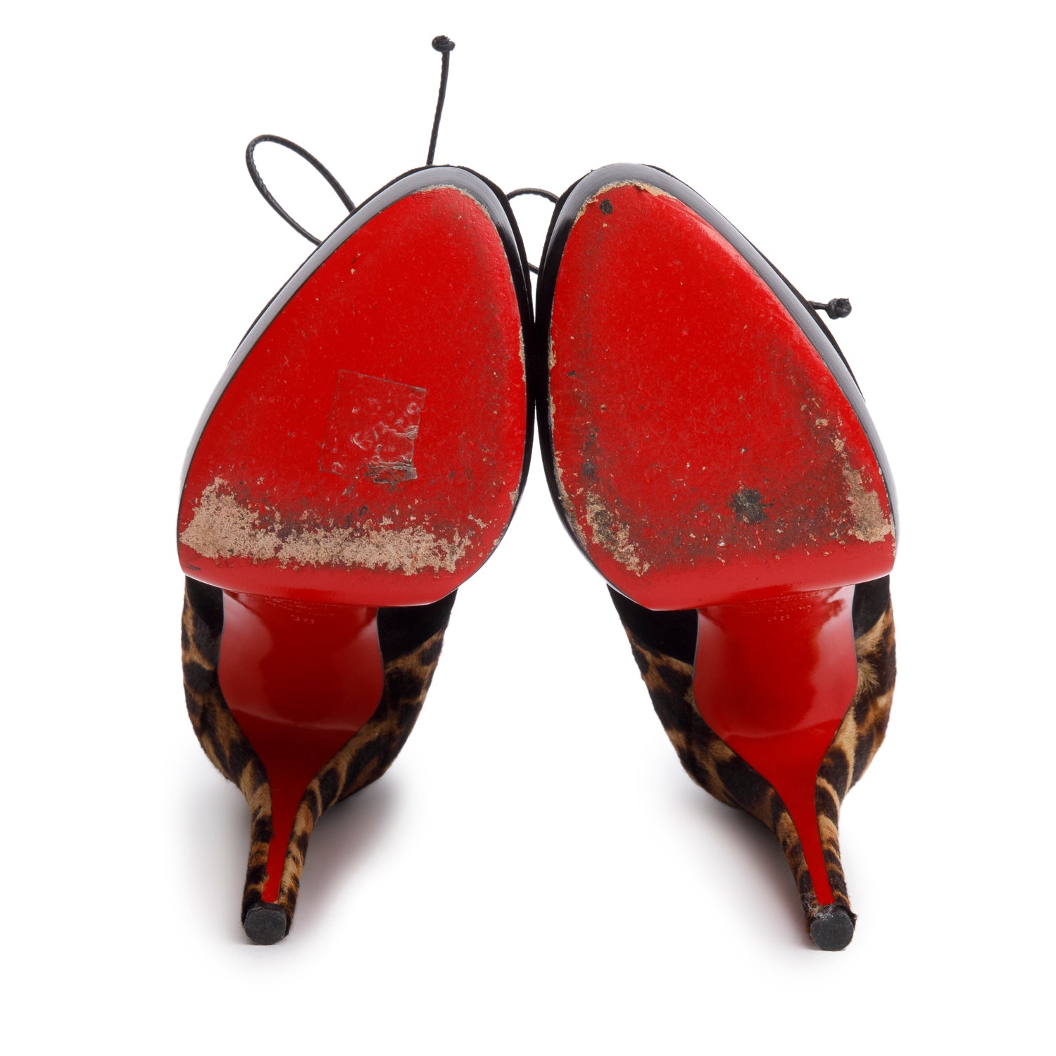 Christian Louboutin Black Suede Leopard Pony Hair Miss Poppins Platform Booties, Size 38