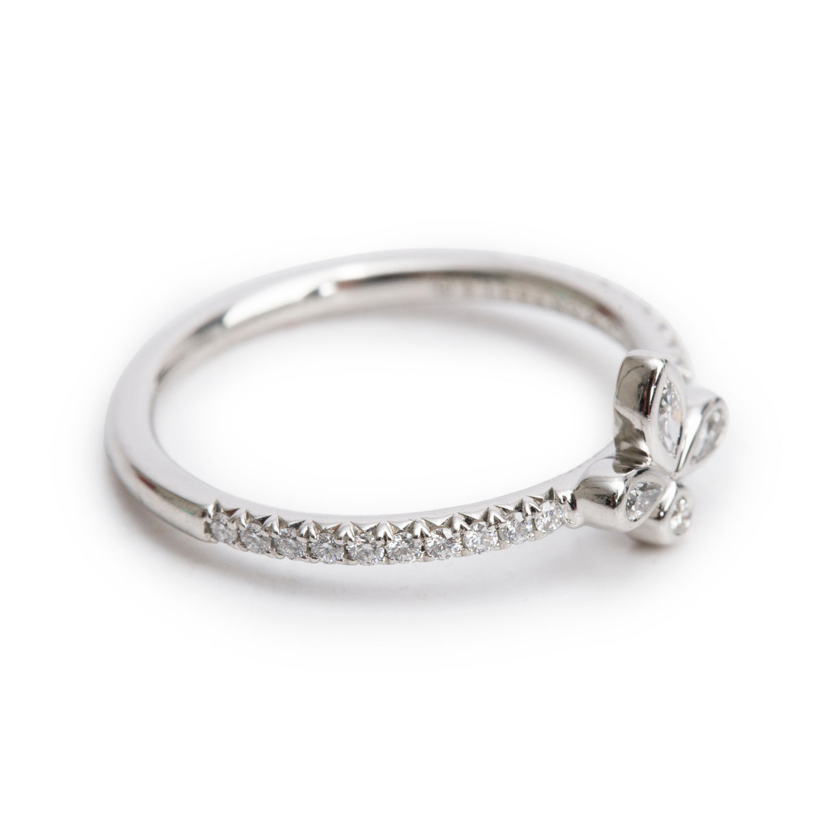Tiffany & Co. Platinum Diamond Fleur de Lis Ring, Size 5 w/ Box