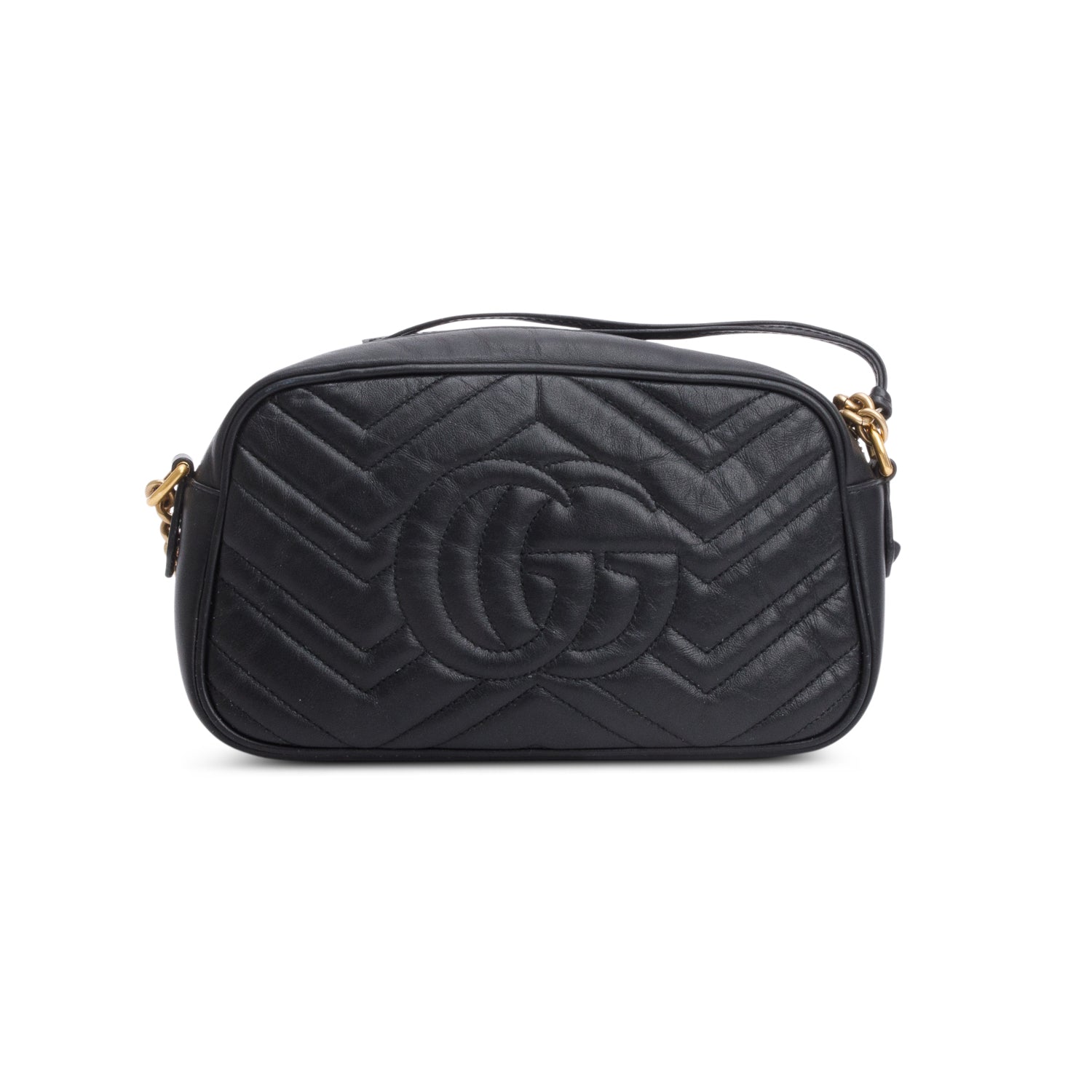 Gucci Black Matelasse Leather GG Marmont Small Camera Bag