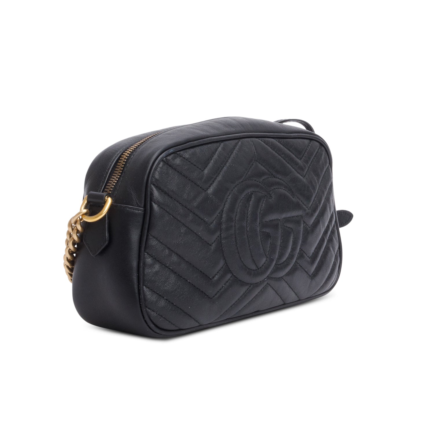 Gucci Black Matelasse Leather GG Marmont Small Camera Bag