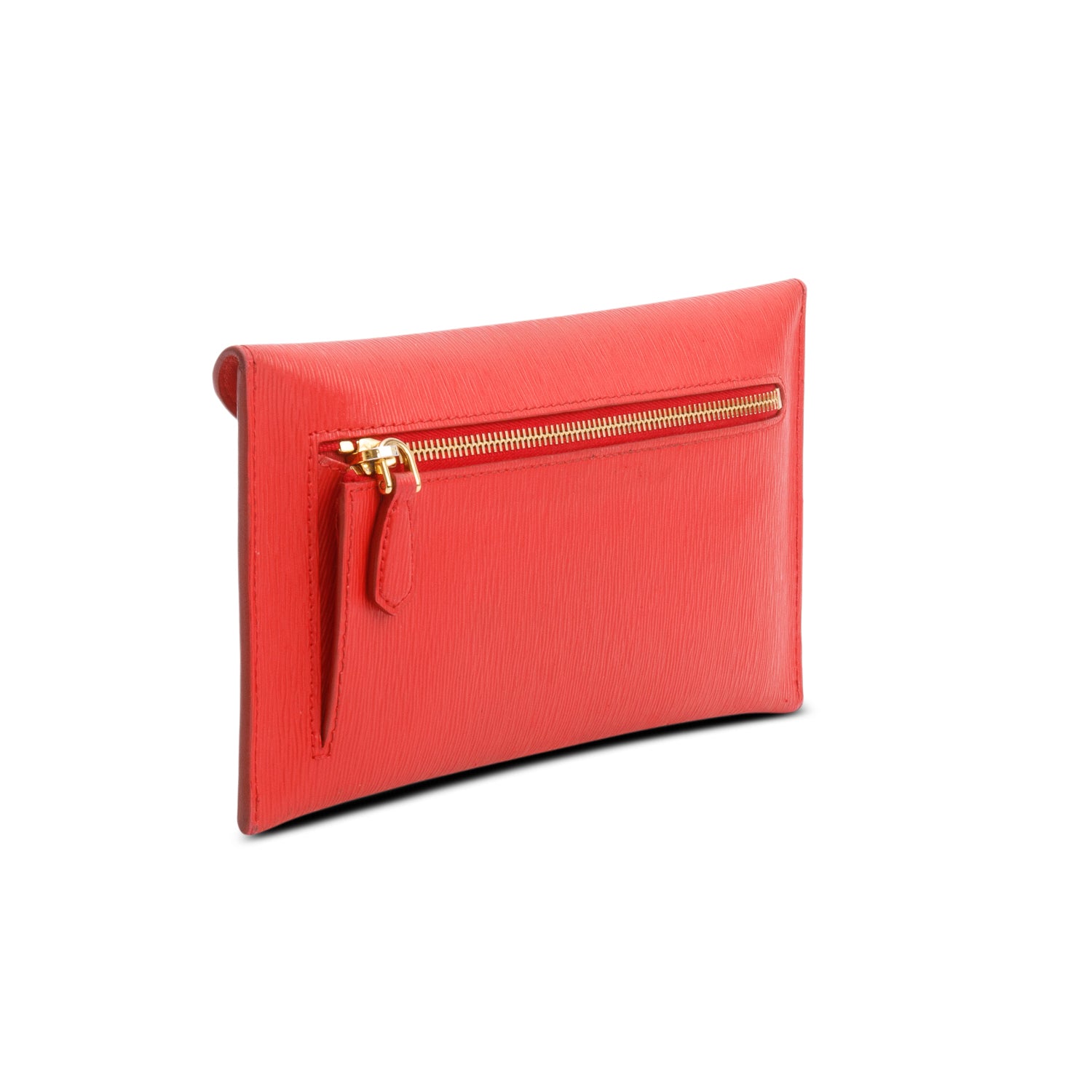 Prada Red Vitello Move Leather Envelope Wallet