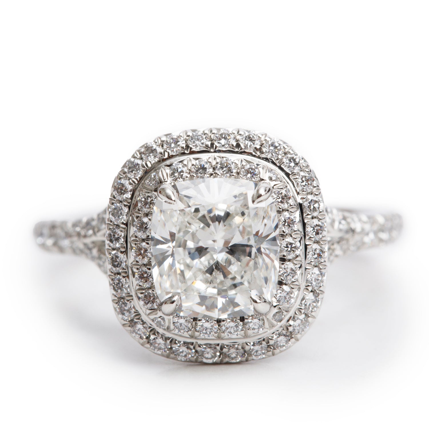 Tiffany & Co. Platinum 1.27 ct. Modified Cushion Diamond Soleste Engagement Ring, Size 4 w/ Box