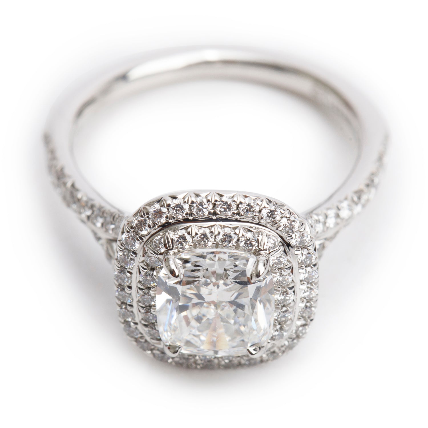 Tiffany & Co. Platinum 1.27 ct. Modified Cushion Diamond Soleste Engagement Ring, Size 4 w/ Box