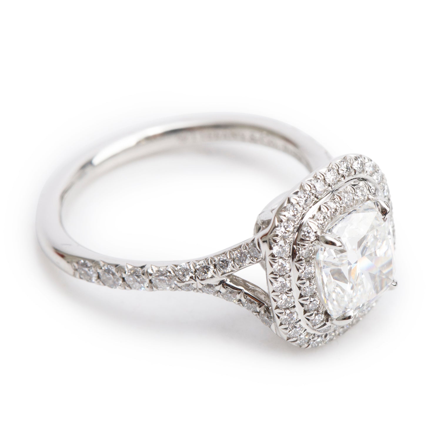Tiffany & Co. Platinum 1.27 ct. Modified Cushion Diamond Soleste Engagement Ring, Size 4 w/ Box
