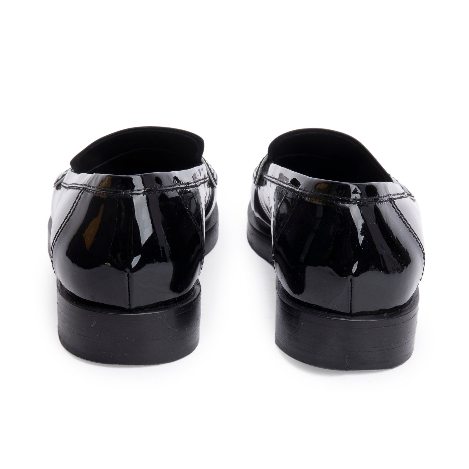 Chanel Black Patent Leather CC Logo Loafer, Size 40