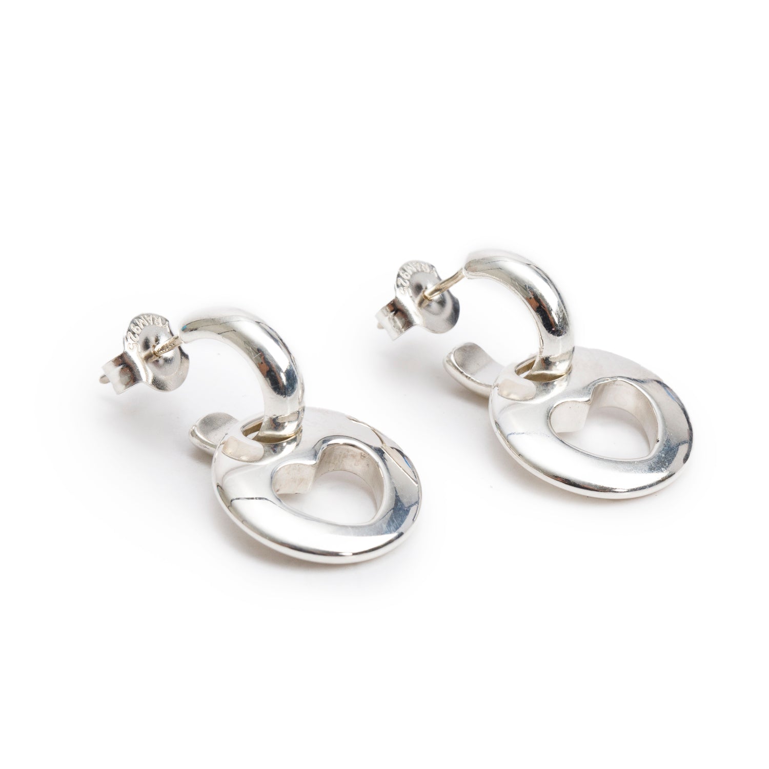 Tiffany & Co. Vintage Sterling Silver Heart Stencil Drop Earrings