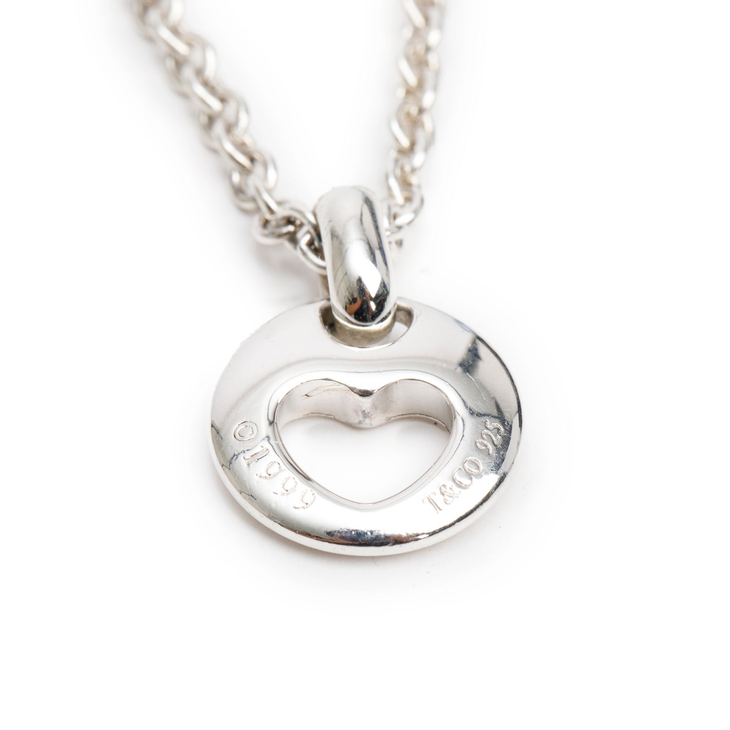 Tiffany & Co. Vintage Sterling Silver Stencil Heart Pendant Necklace