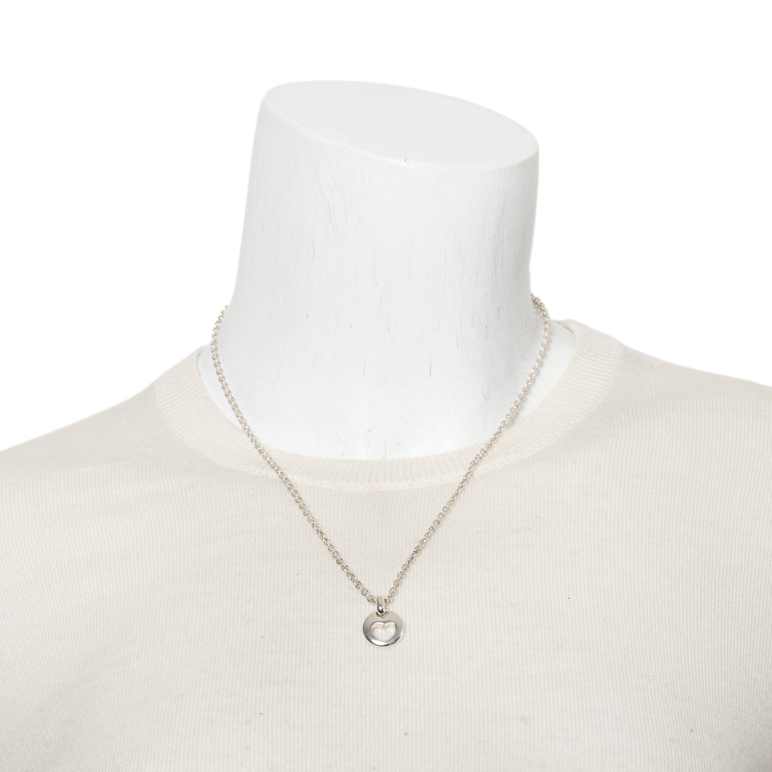 Tiffany & Co. Vintage Sterling Silver Stencil Heart Pendant Necklace
