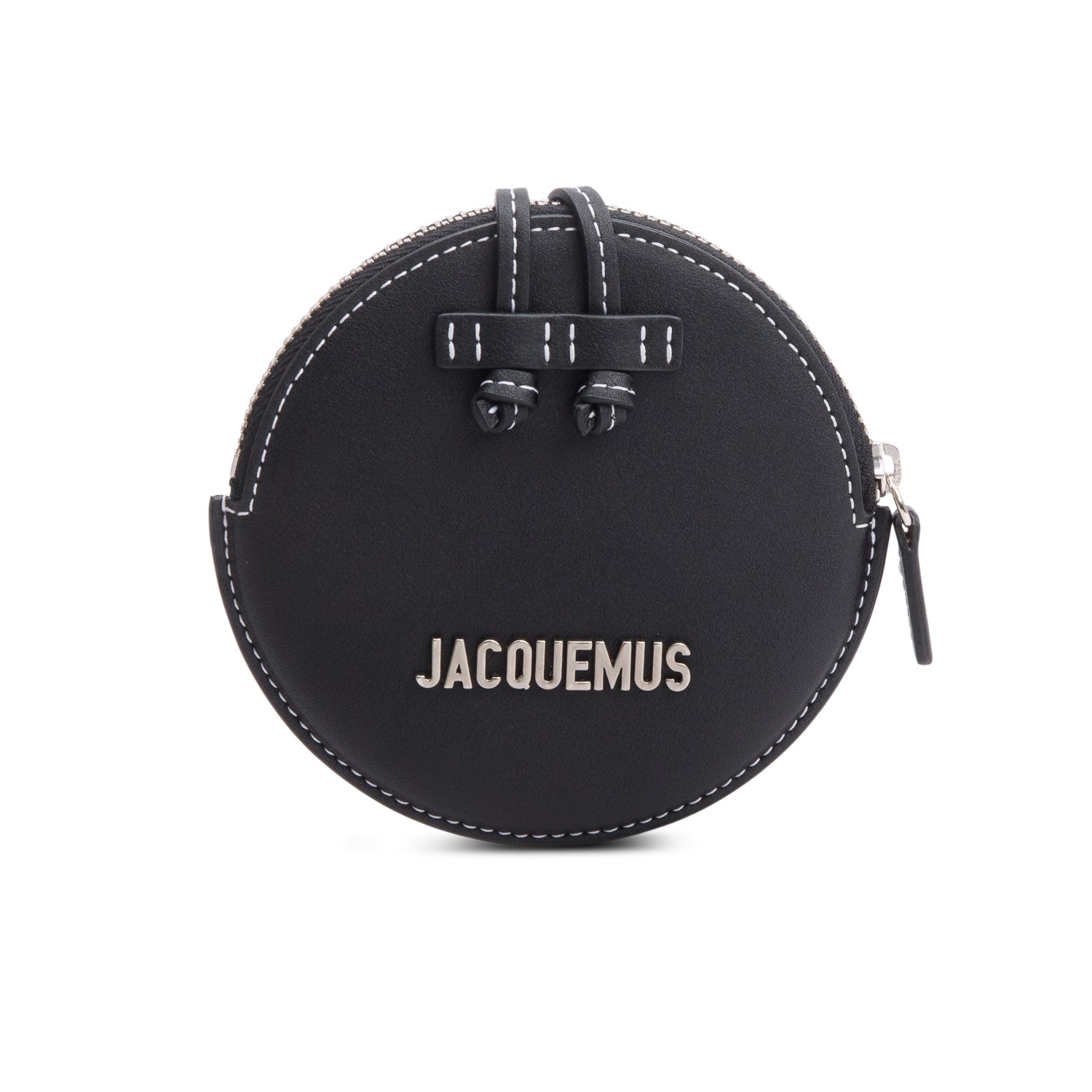 Jacquemus Black Calfskin Leather Le Pitchou Round Neck Pouch Bag