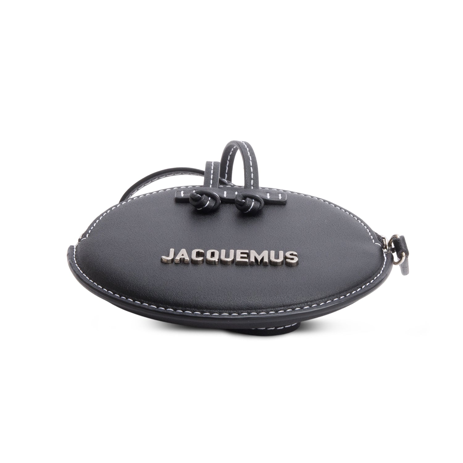 Jacquemus Black Calfskin Leather Le Pitchou Round Neck Pouch Bag