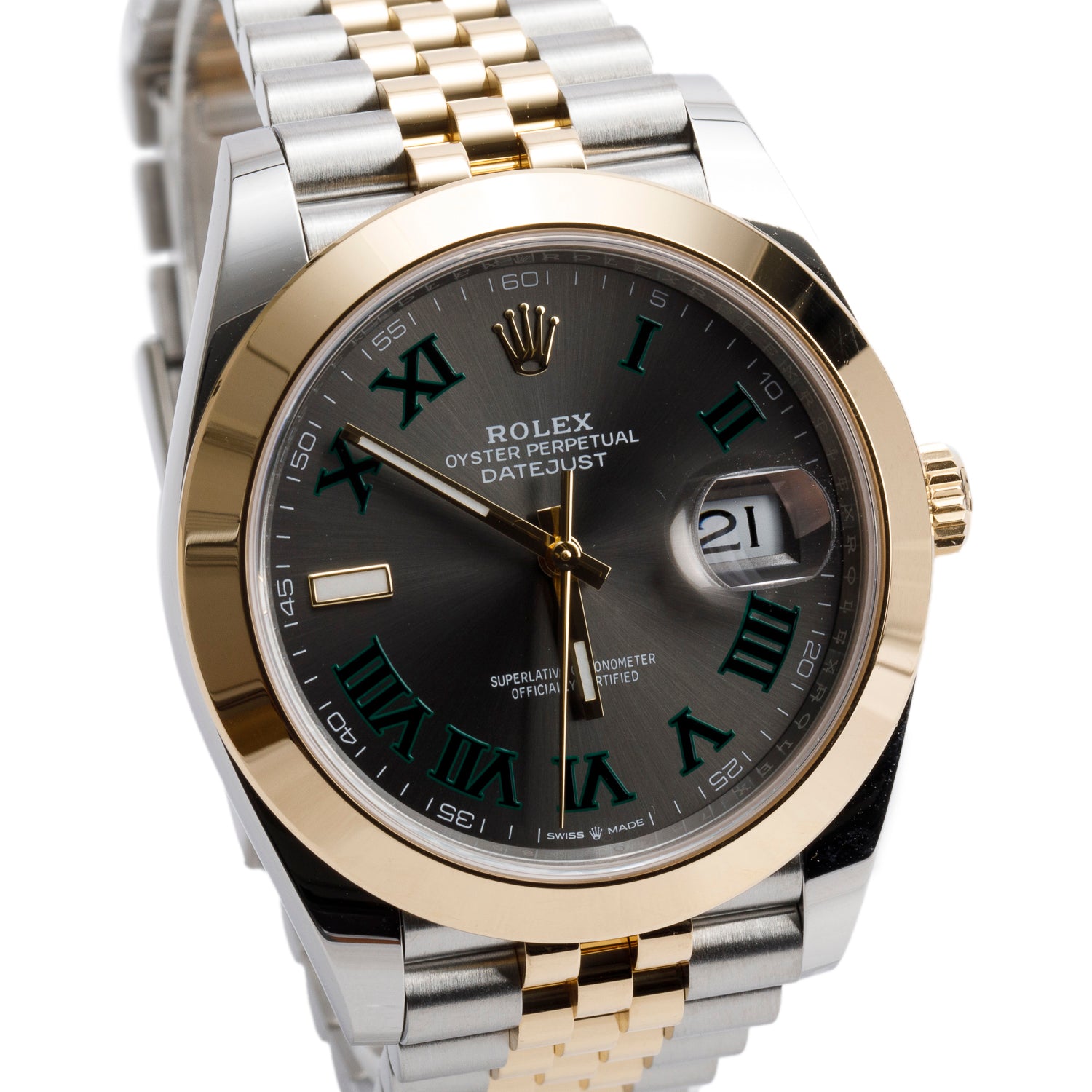 Rolex 2021 Stainless Steel & 18k Yellow Gold Oyster Perpetual Datejust 41 MM Watch Wimbledon Dial 126303 w/ Box & Papers