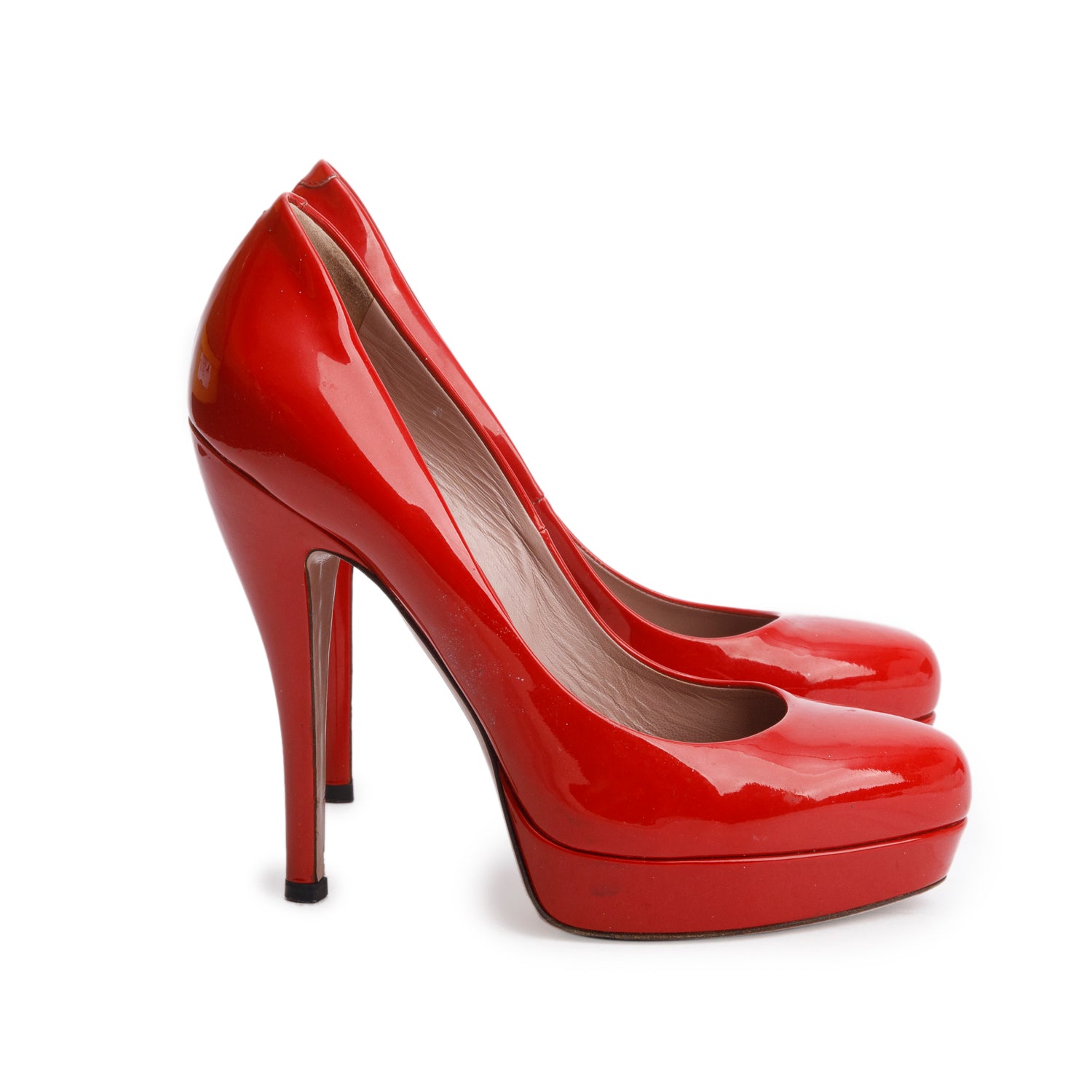 Gucci Red Patent Leather Platform Pumps, Size 37.5