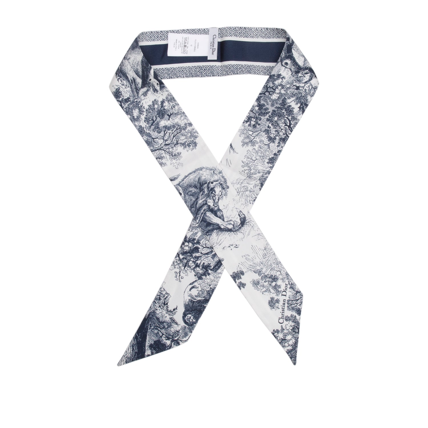 Christian Dior Navy Toile de Jouy Sauvage Mitzah Scarf