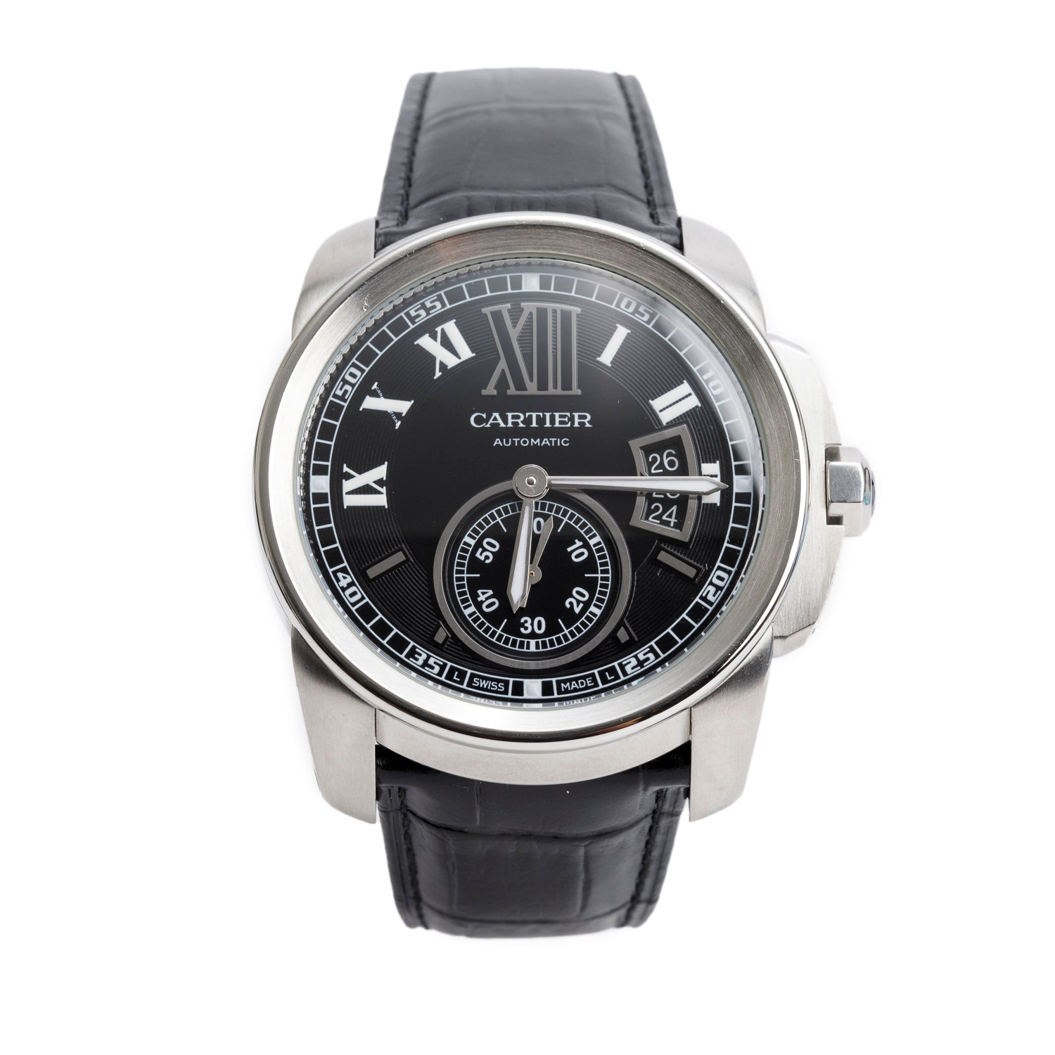 Cartier Stainless Steel Calibre de Cartier 42 MM Automatic Watch Black Dial 3299