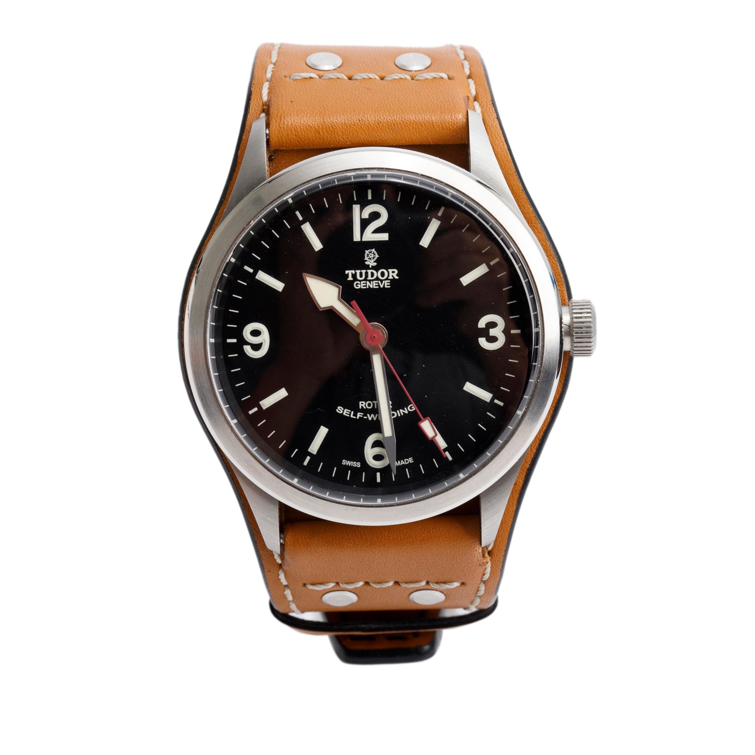 Tudor Stainless Steel Heritage Ranger 41 MM Automatic Watch Black Dial 79910 w/ Box & Receipt