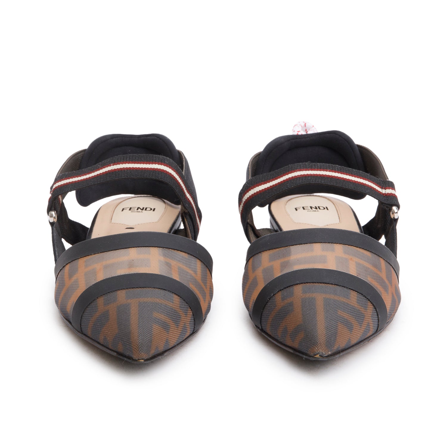 Fendi Brown FF Zucca Colibri Mesh Slingback Flat Mules, Size 39