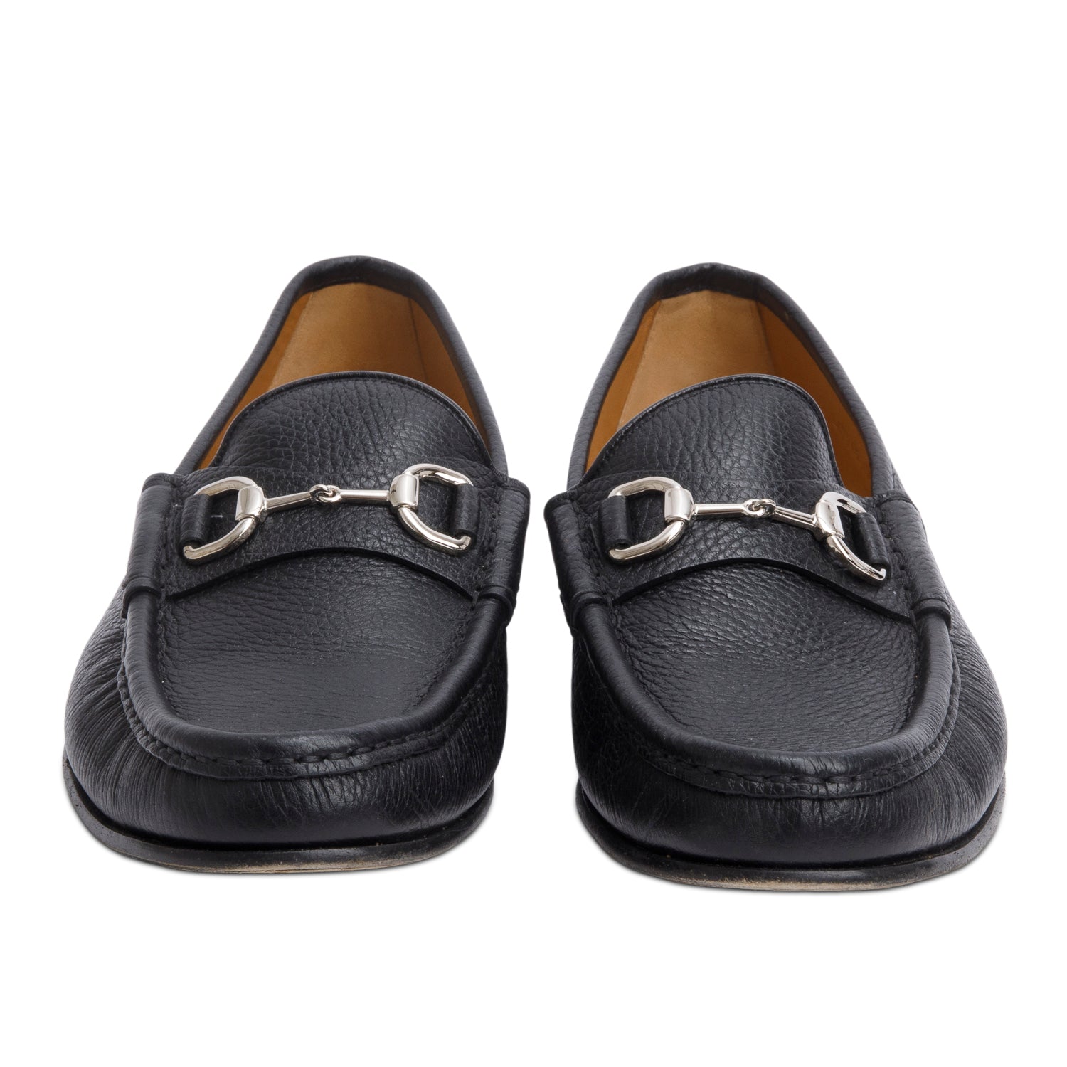 Gucci Black Leather Horsebit 1953 Accent Drive Loafers, Men's Size 7.5