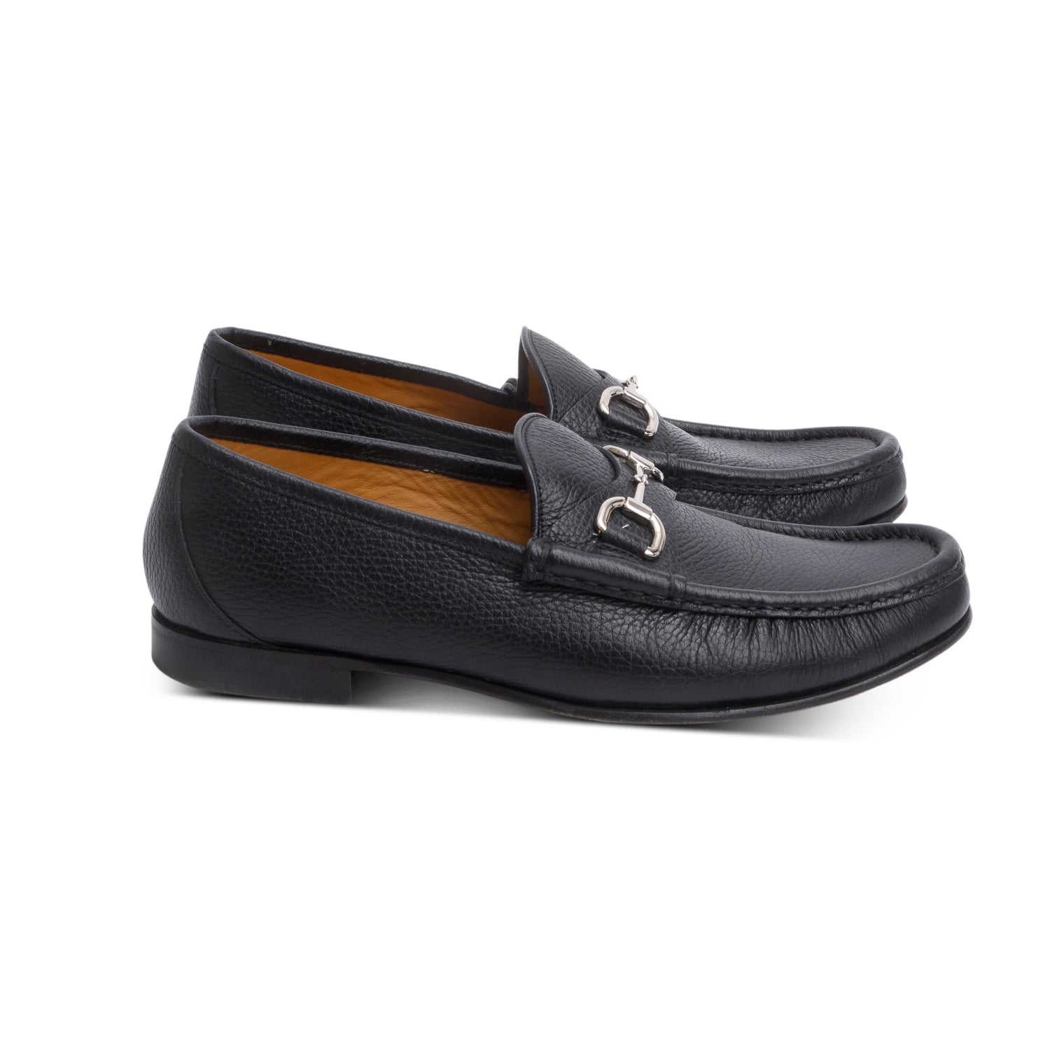 Gucci Black Leather Horsebit 1953 Accent Drive Loafers, Men's Size 7.5