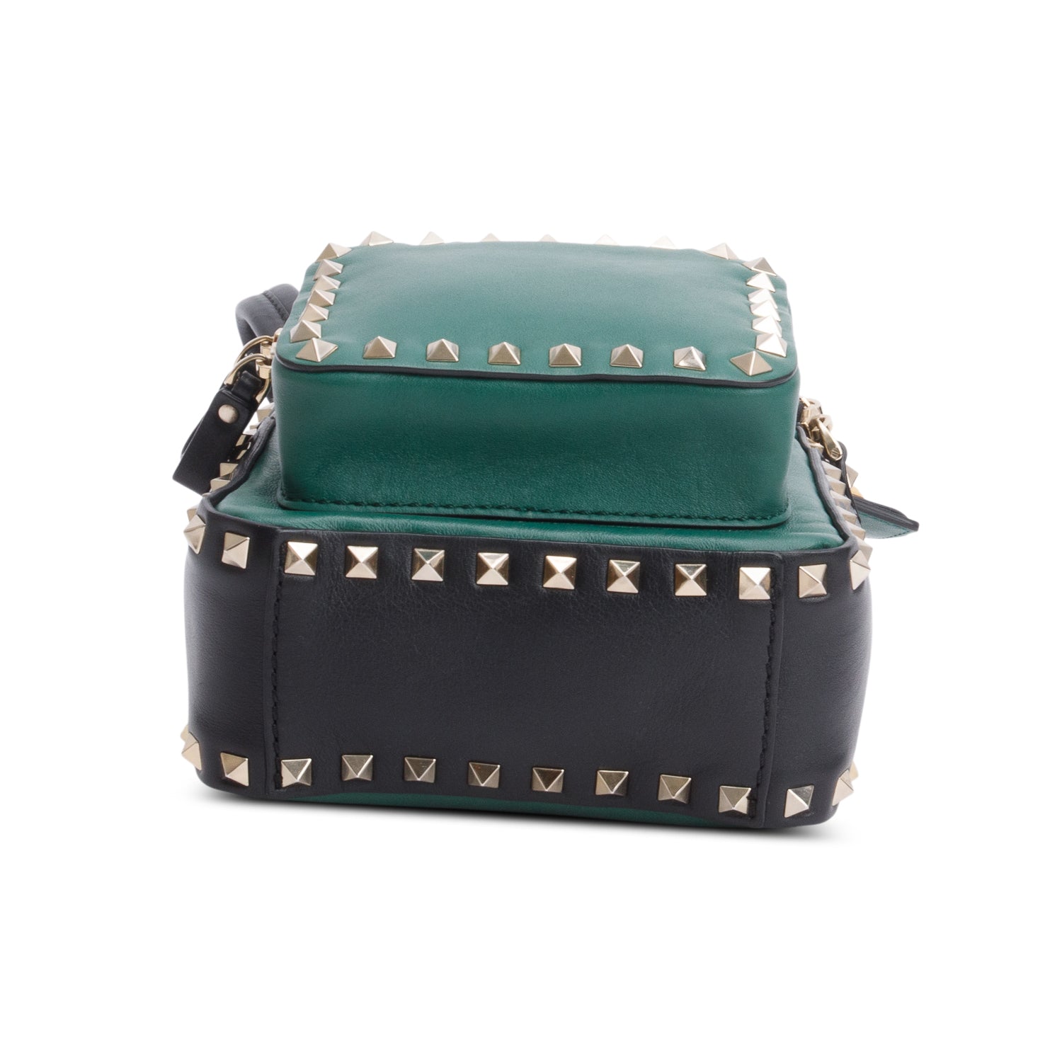 Valentino Green & Black Leather Mini Rockstud Backpack