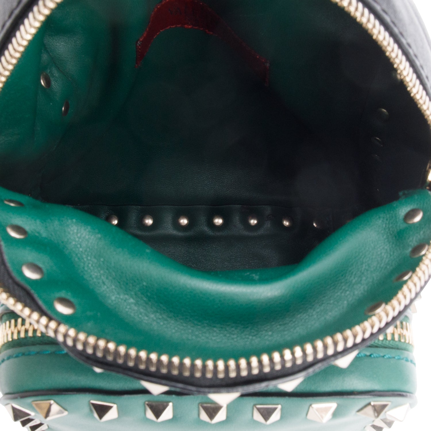 Valentino Green & Black Leather Mini Rockstud Backpack