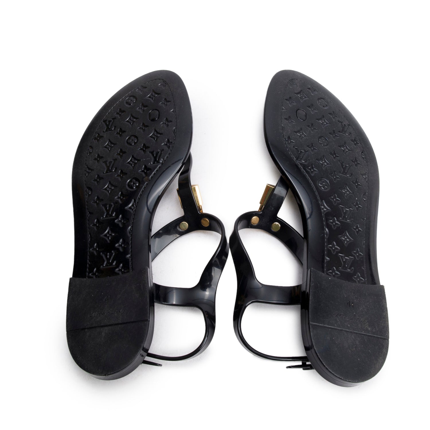 Louis Vuitton Black Rubber Bikini Thong Flat Sandals, Size 41
