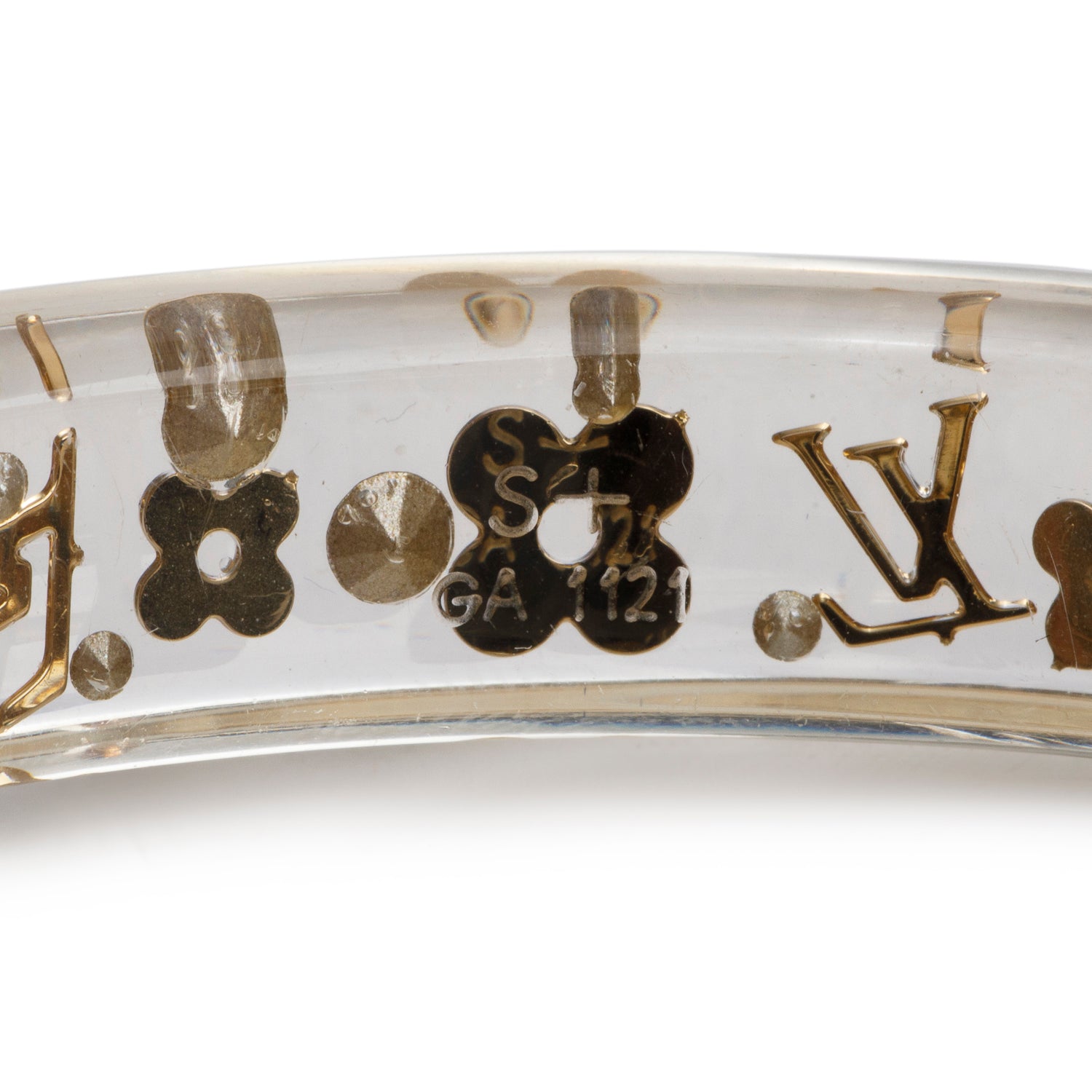 Louis Vuitton Transparent Resin & Gold Plated Swarovski Crystal Narrow Inclusion Bangle PM