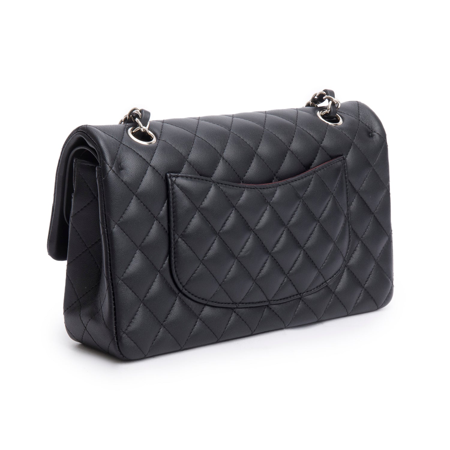 Chanel Black Quilted Lambskin Leather Classic Medium Double Flap Bag w/ Box