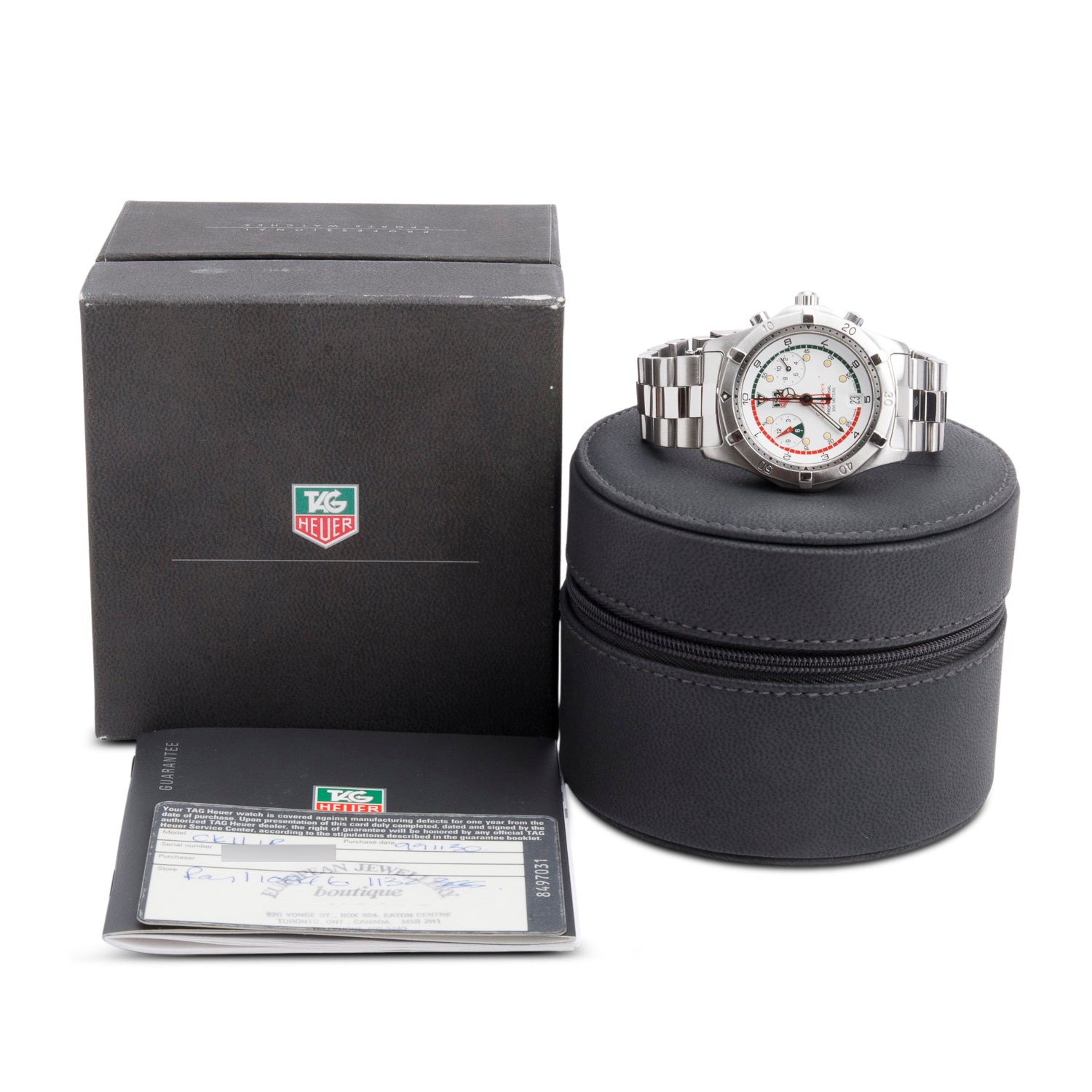 Tag Heuer Vintage Stainless Steel Searacer Professional 2000 38 MM Chronograph Quartz Watch White Dial w/ Box & Papers