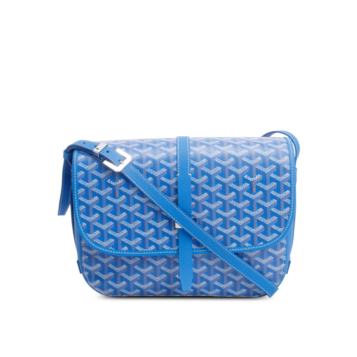Goyard 2023 Blue Leather & Monogram Canvas Belvedere MM Crossbody