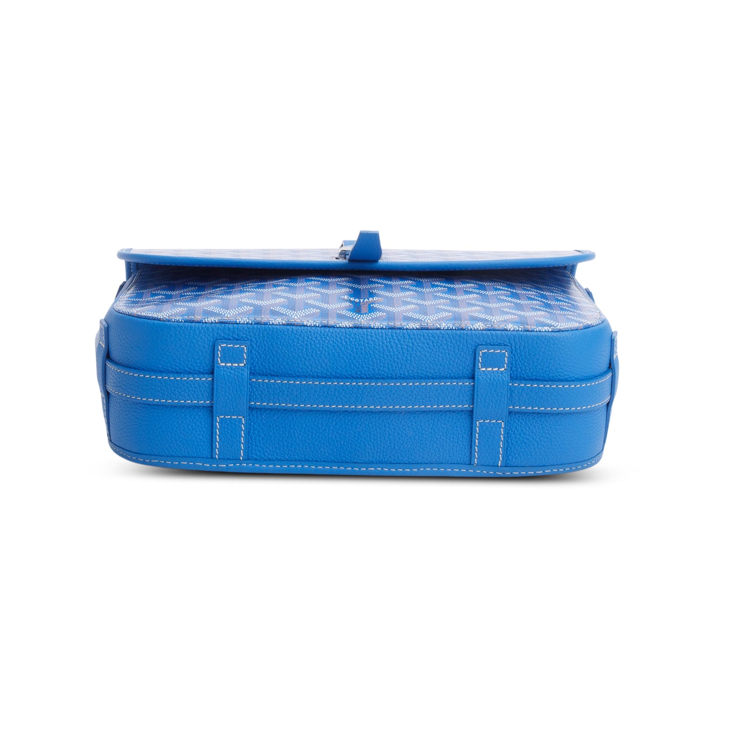 Goyard 2023 Blue Leather & Monogram Canvas Belvedere MM Crossbody Bag