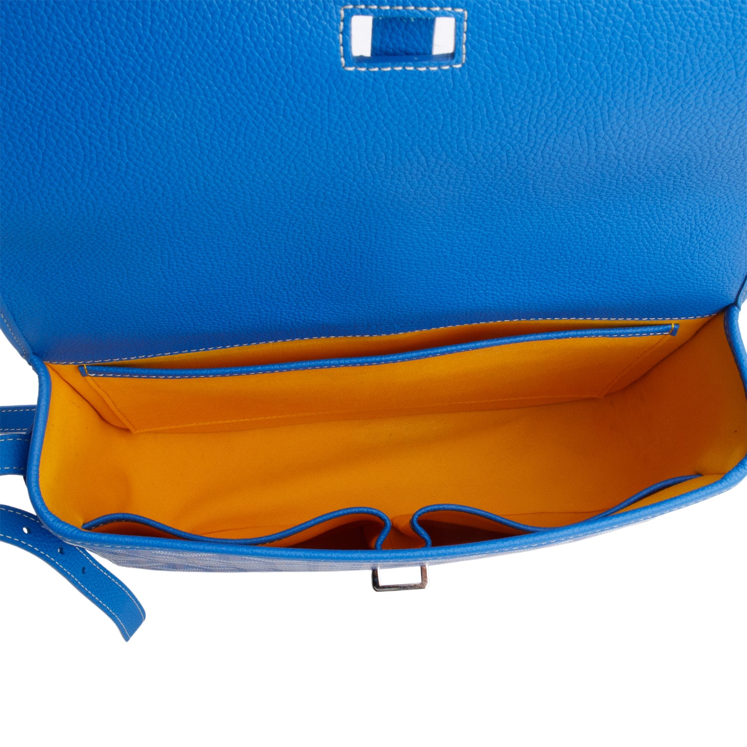 Goyard 2023 Blue Leather & Monogram Canvas Belvedere MM Crossbody Bag