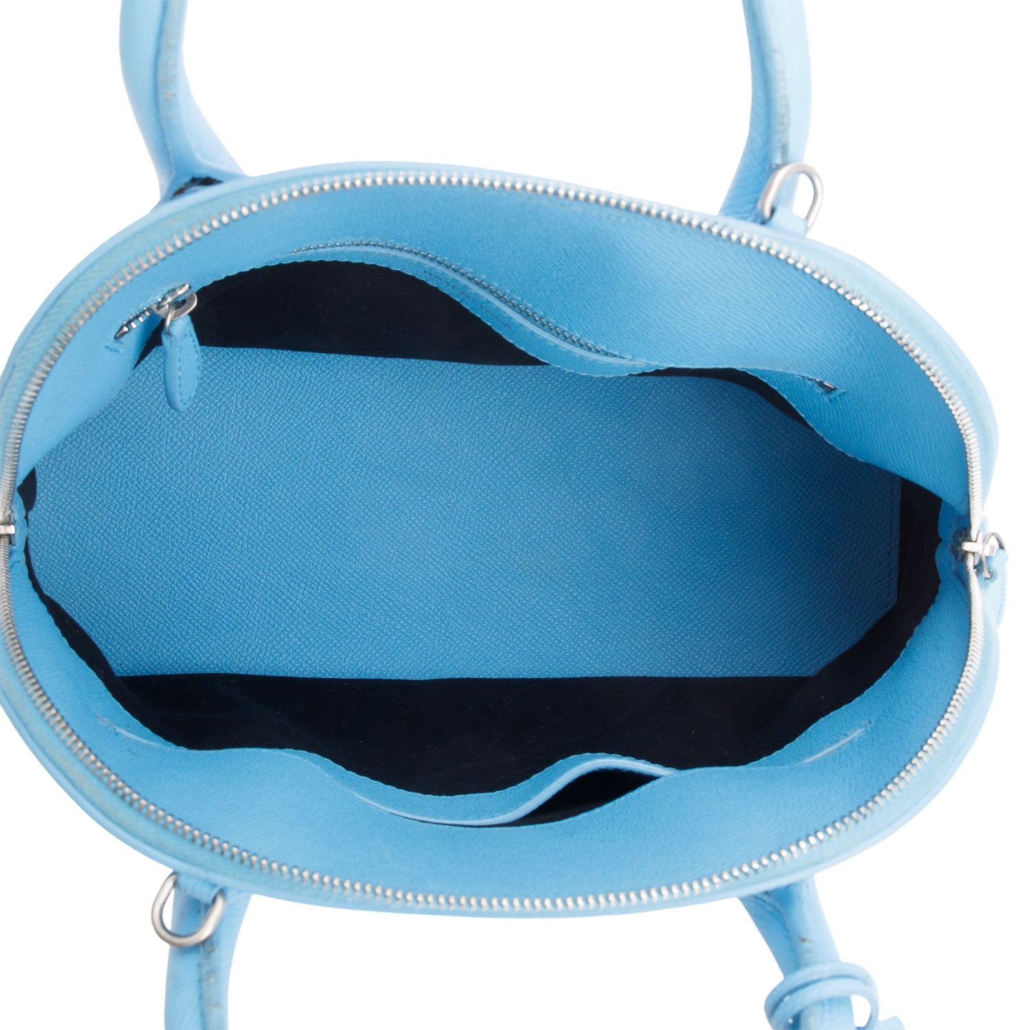 Balenciaga Blue Calfskin Logo S Ville Top Handle Bag w/ Strap