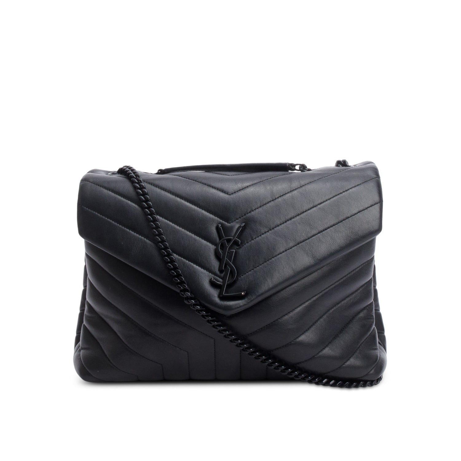 Saint Lauren So Black Y Quilted Leather Medium Loulou Shoulder Bag